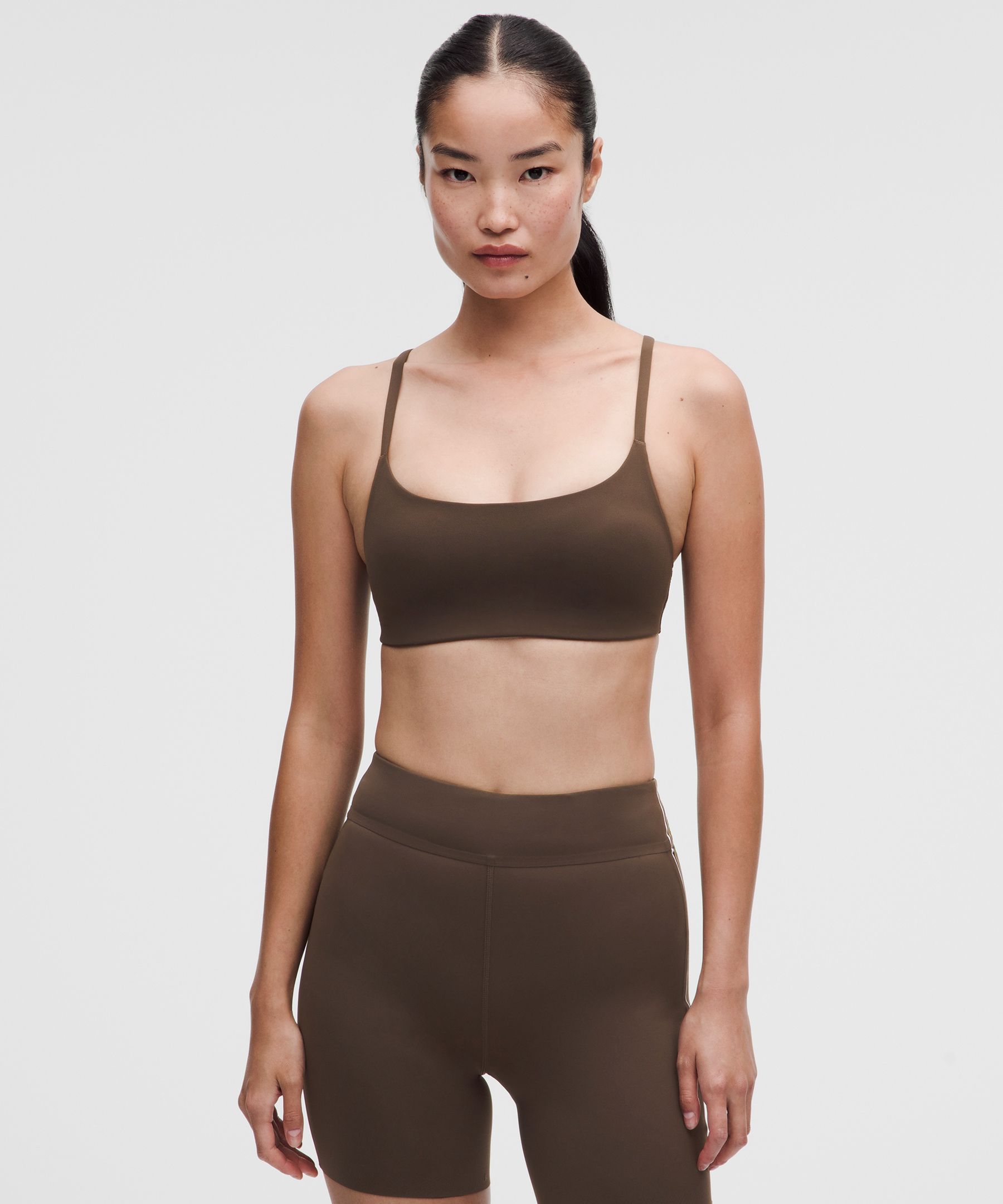 lululemon  Wunder Train Strappy Racer Bra Light Support, A/B Cup - Size 10 - Brown