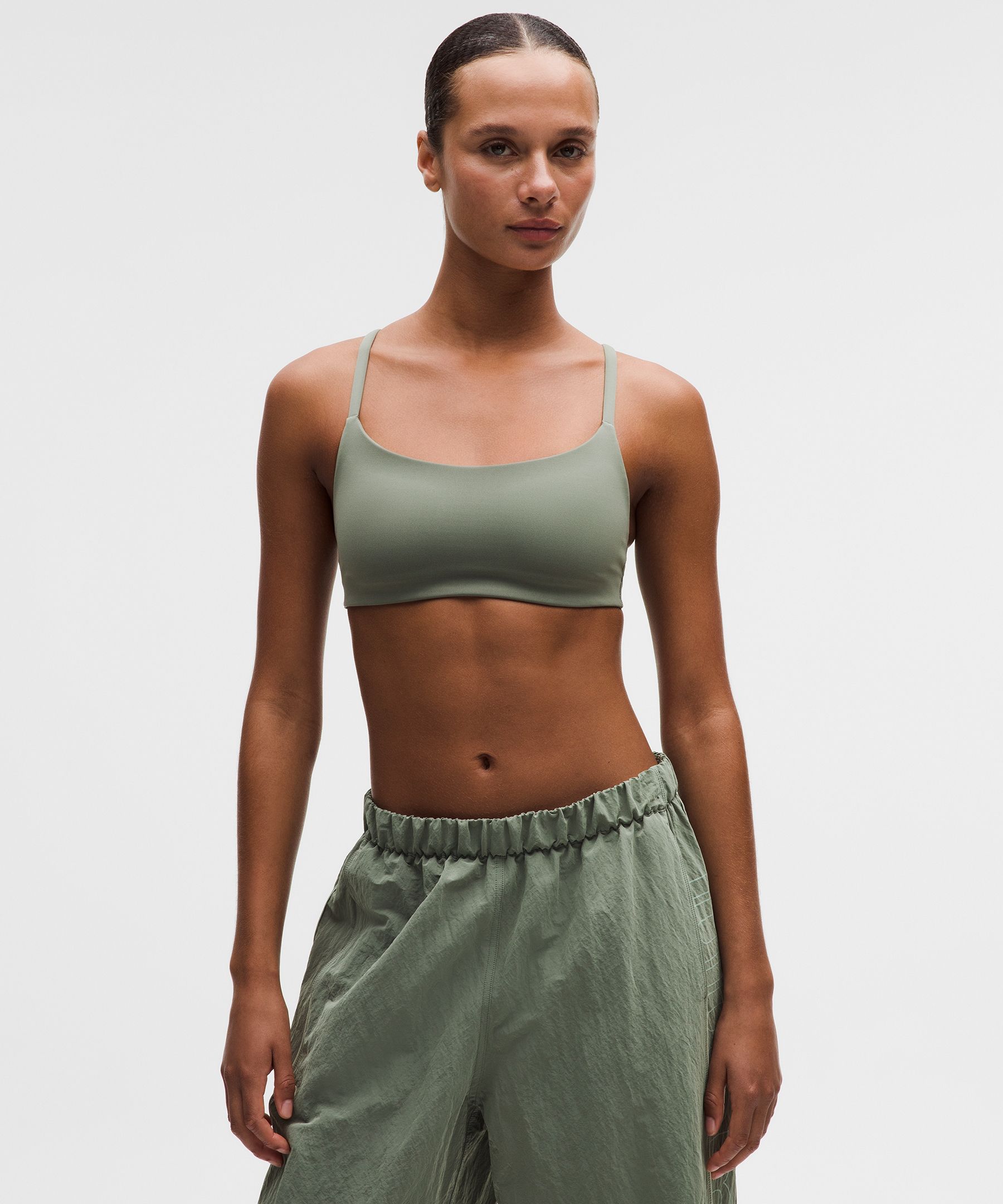 lululemon – Women’s Wunder Train Strappy Racer Sports Bra Light Support, A/B Cup – Color Green/Pastel – Size 12