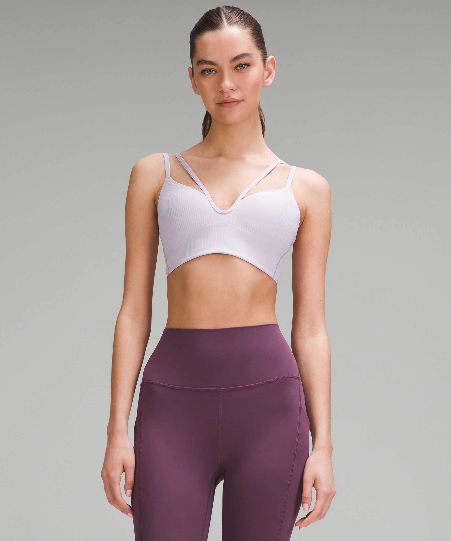 Shop Lululemon Like A Cloud Strappy Longline Ribbed Bra Light Support, B/c Cup