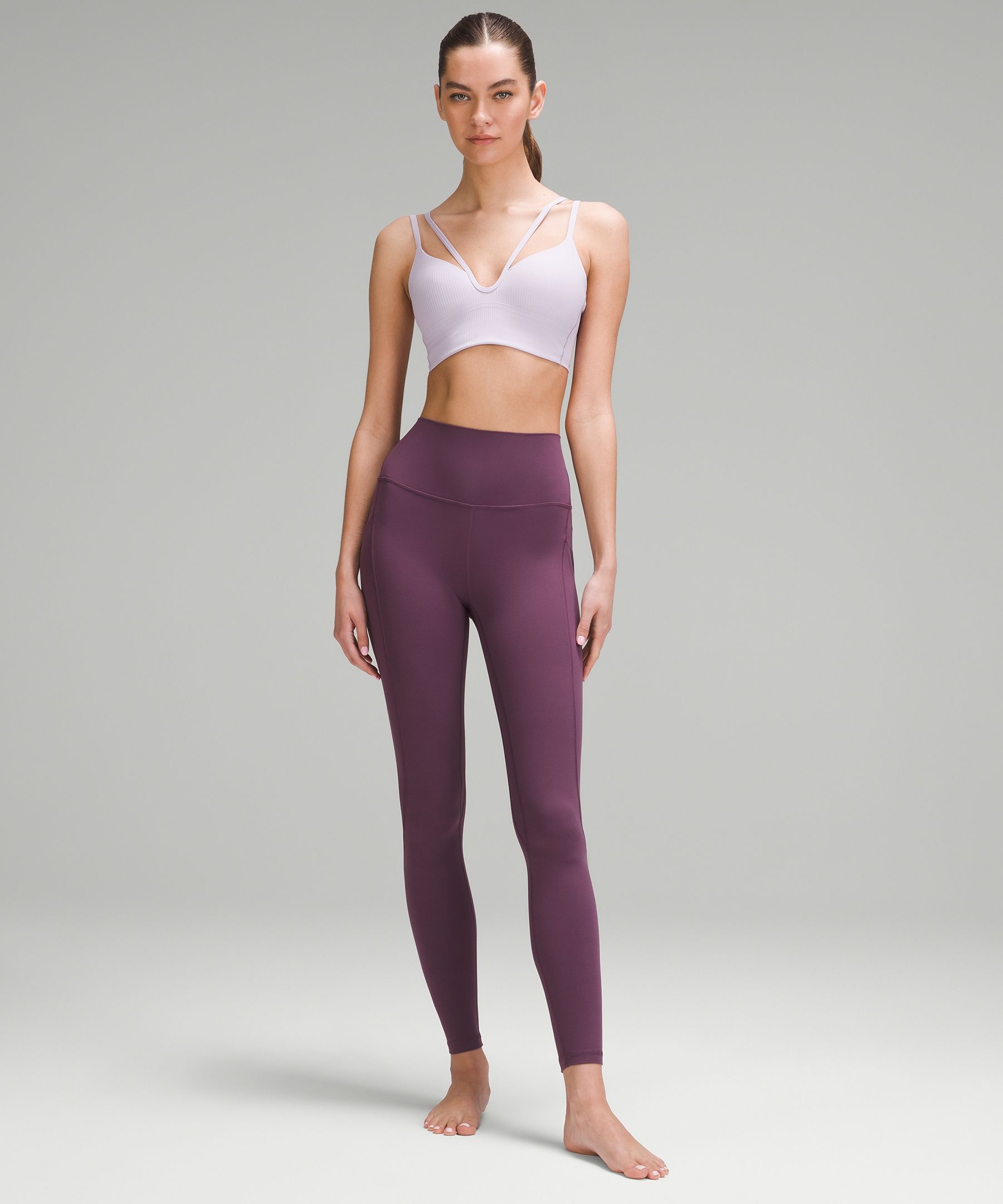 Shop Lululemon Like A Cloud Strappy Longline Ribbed Bra Light Support, B/c Cup