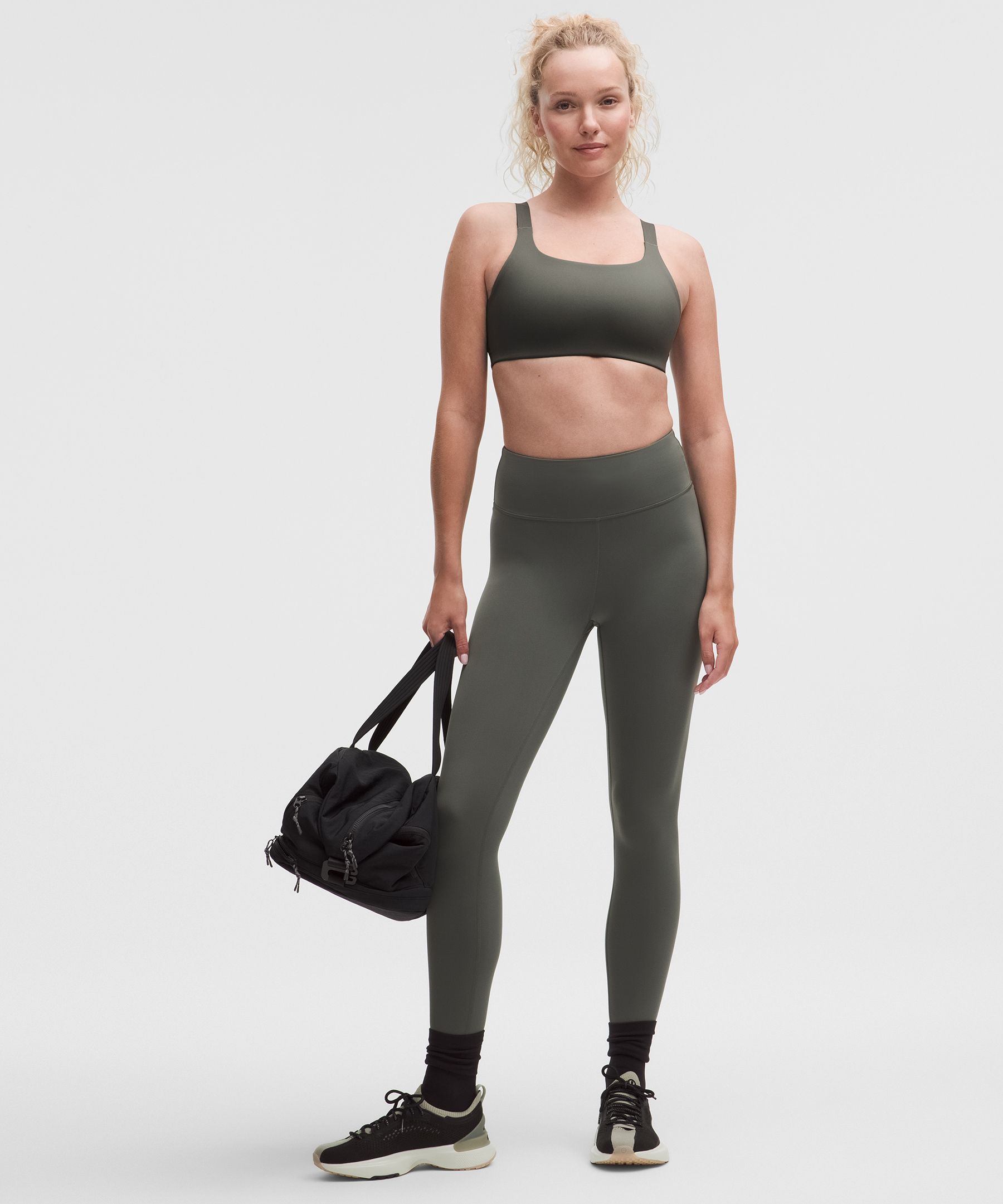 Lululemon Ultralu Square-neck Workout Bra In Gray