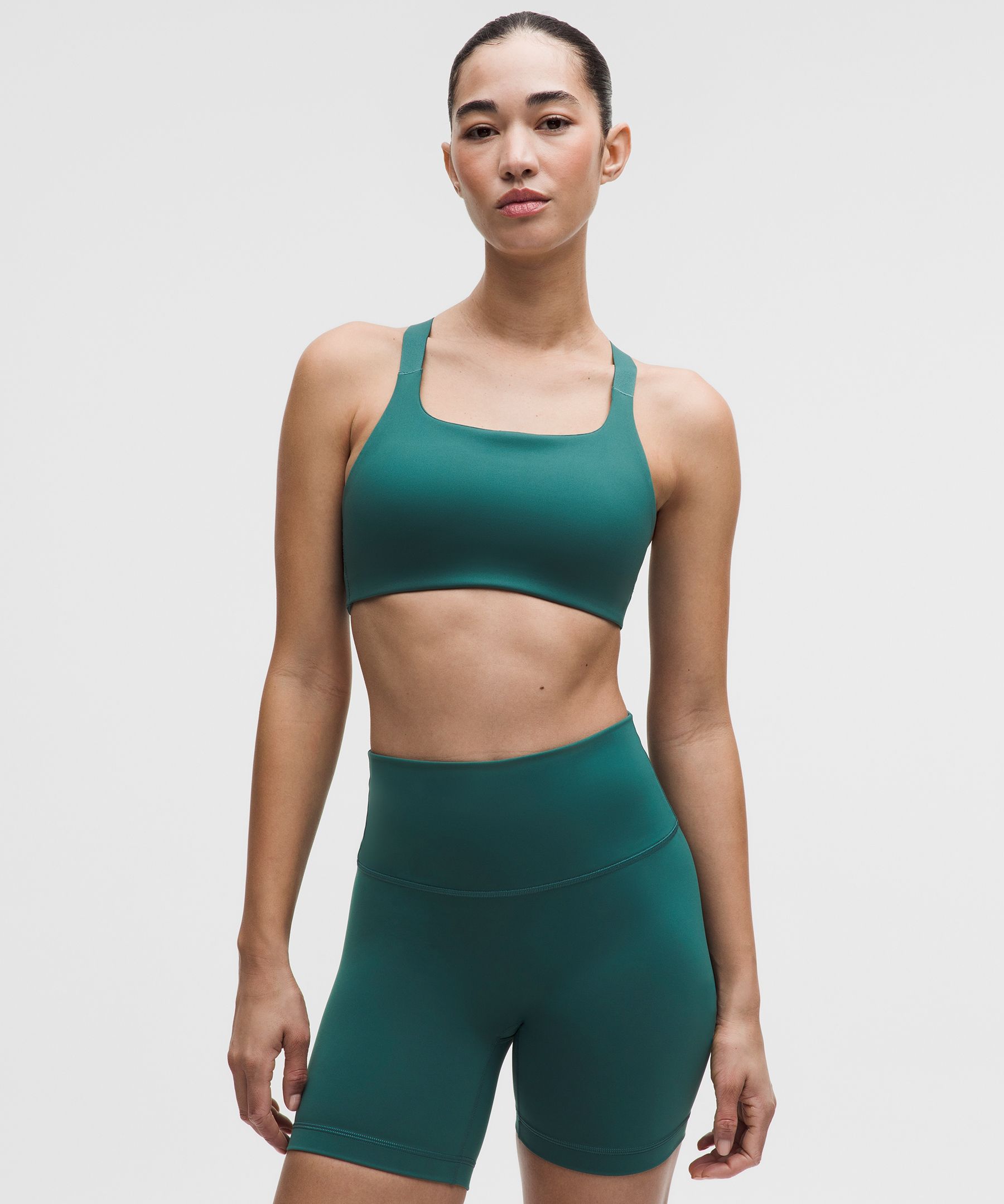 lululemon – Women’s Ultralu Square-Neck Workout Sports Bra Medium Support, B/C Cup – Color Green – Size 8