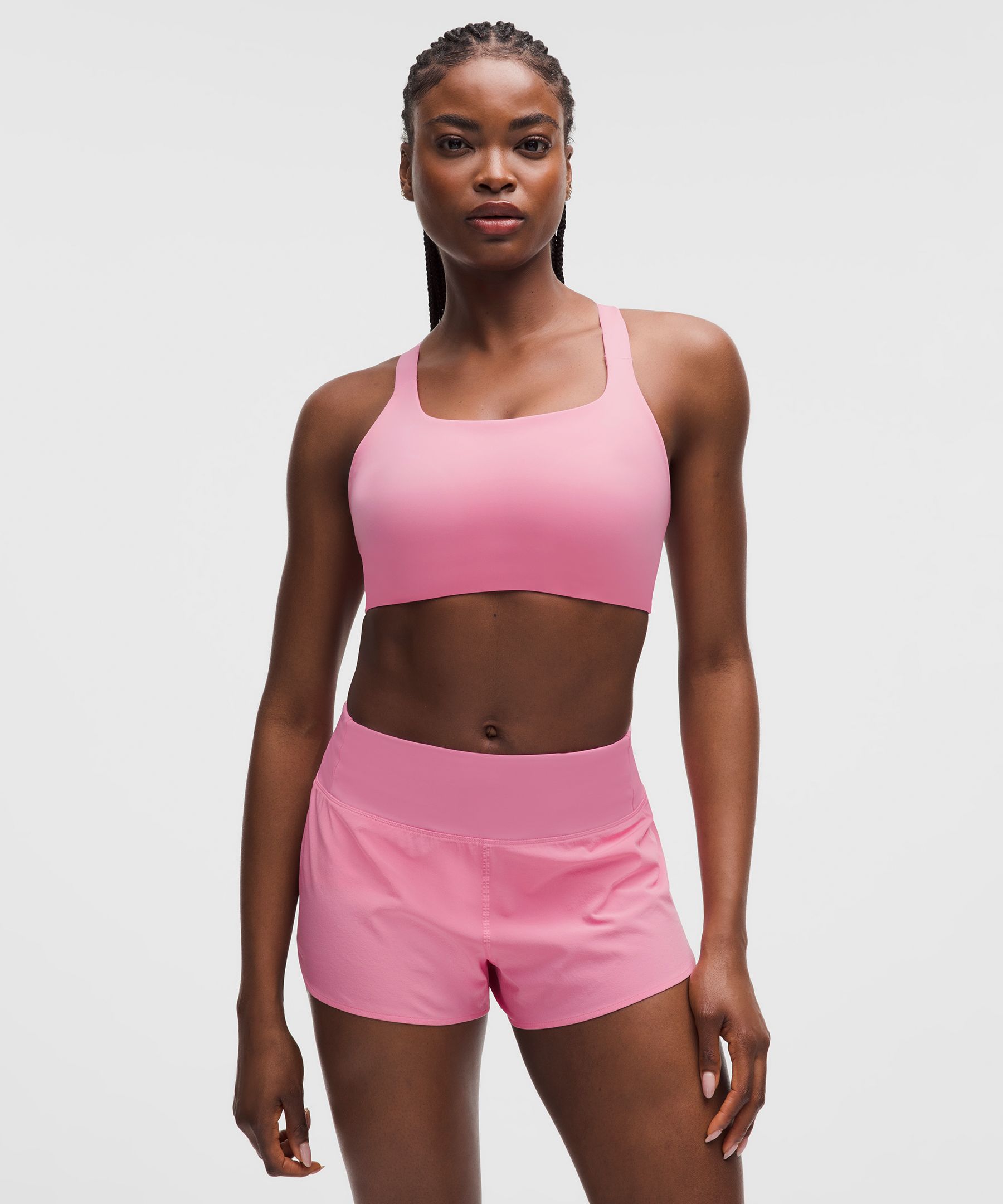 lululemon – Women’s Ultralu Square-Neck Workout Sports Bra Medium Support, D/DD Cup – Color Pink – Size 14