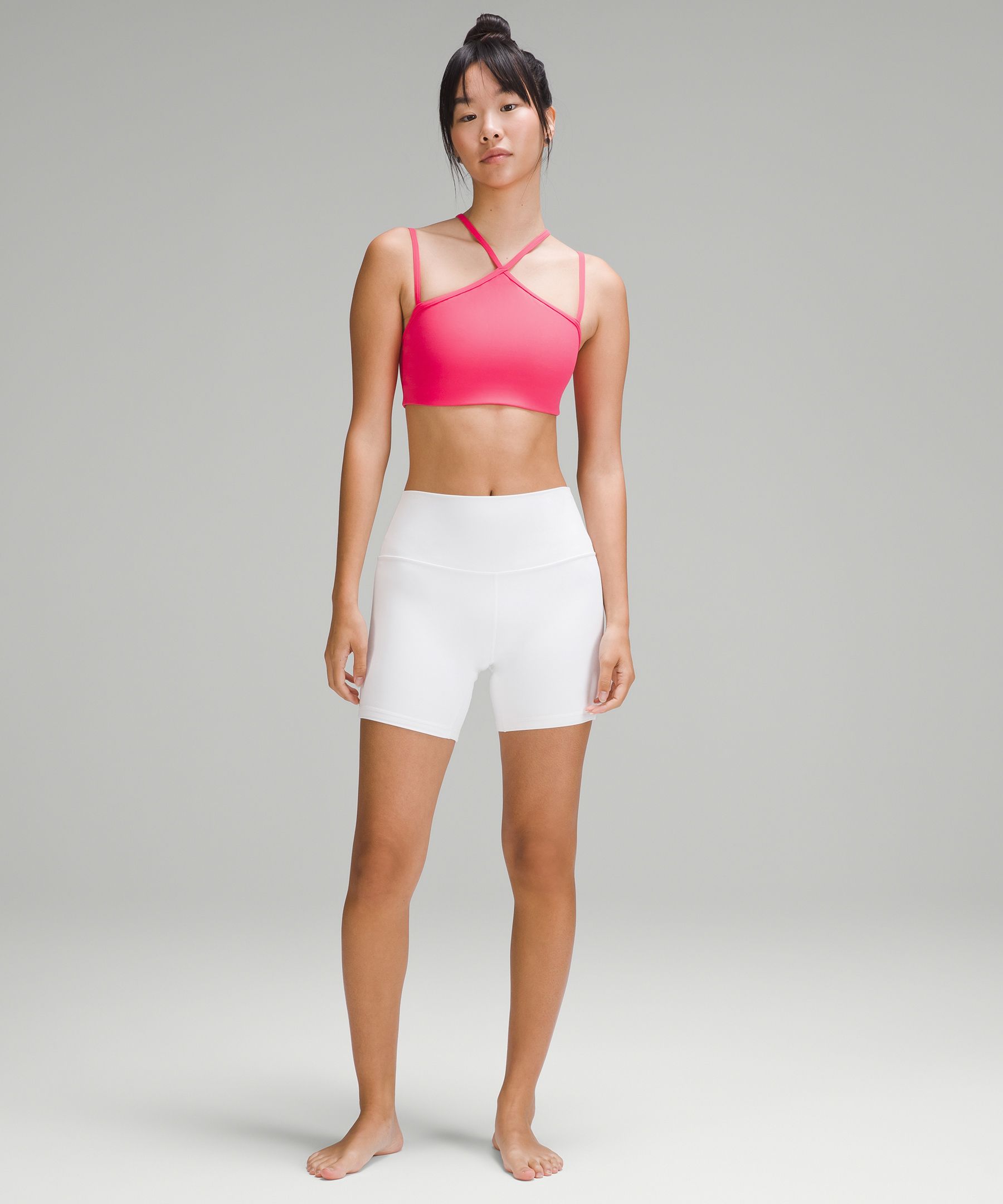 Lululemon Ready Set Sweat sports bra size 4 white Peach Shelf-Bra Non  padded