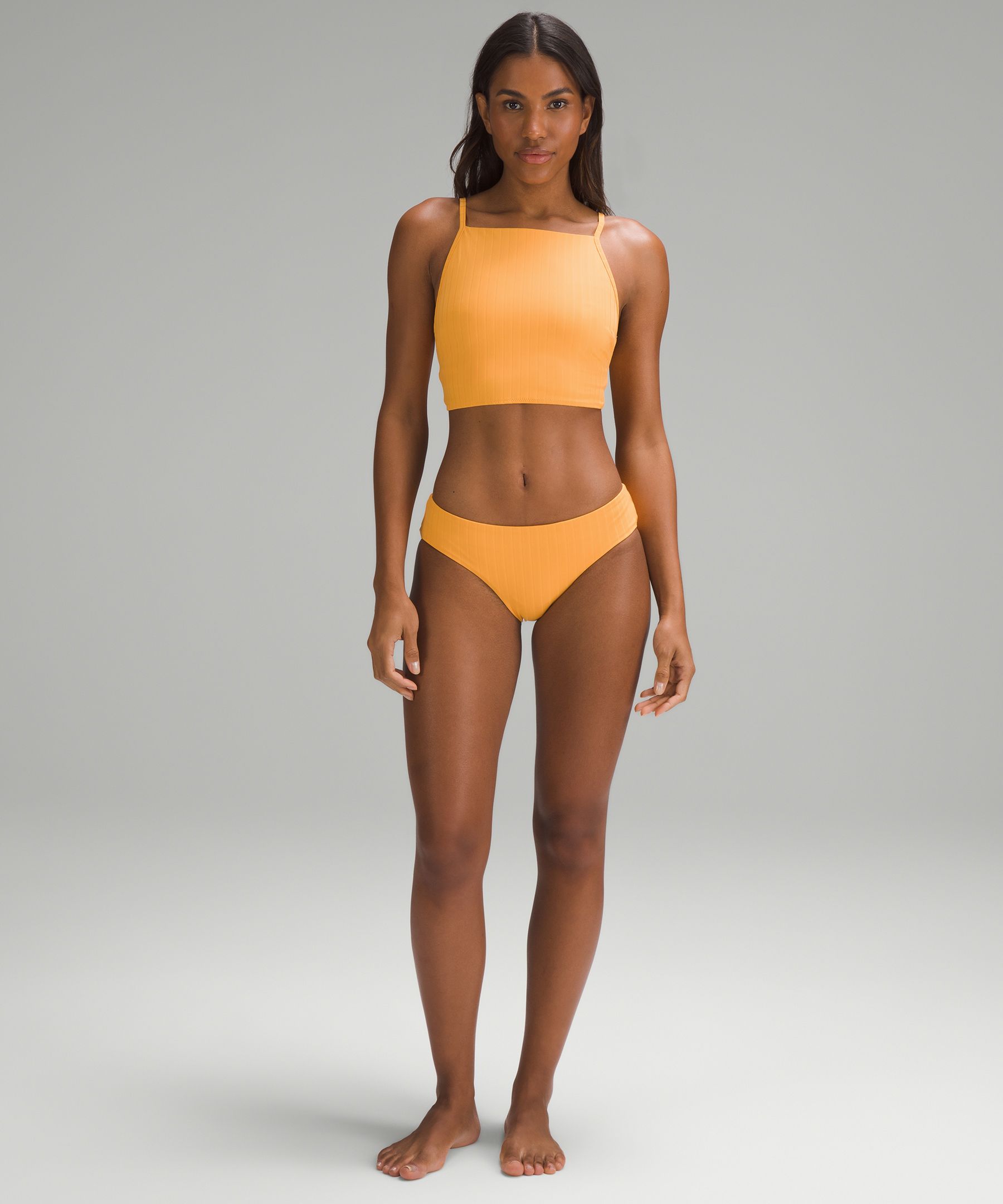 Ribbed High-Neck Longline Swim Top *B/C Cup