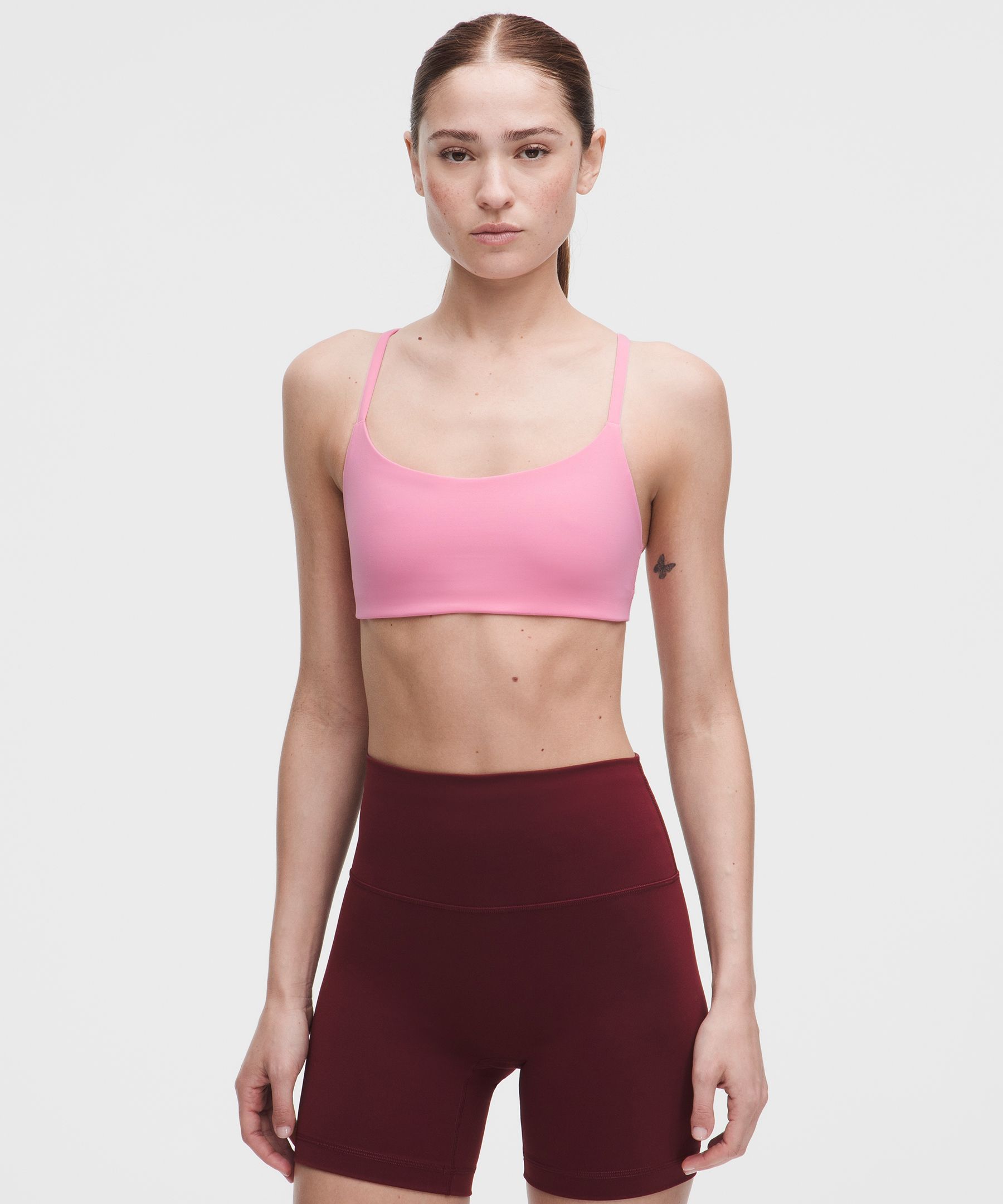 lululemon – Women’s Wunder Train Strappy Racer Sports Bra Light Support, A/B Cup – Color Pink – Size 14