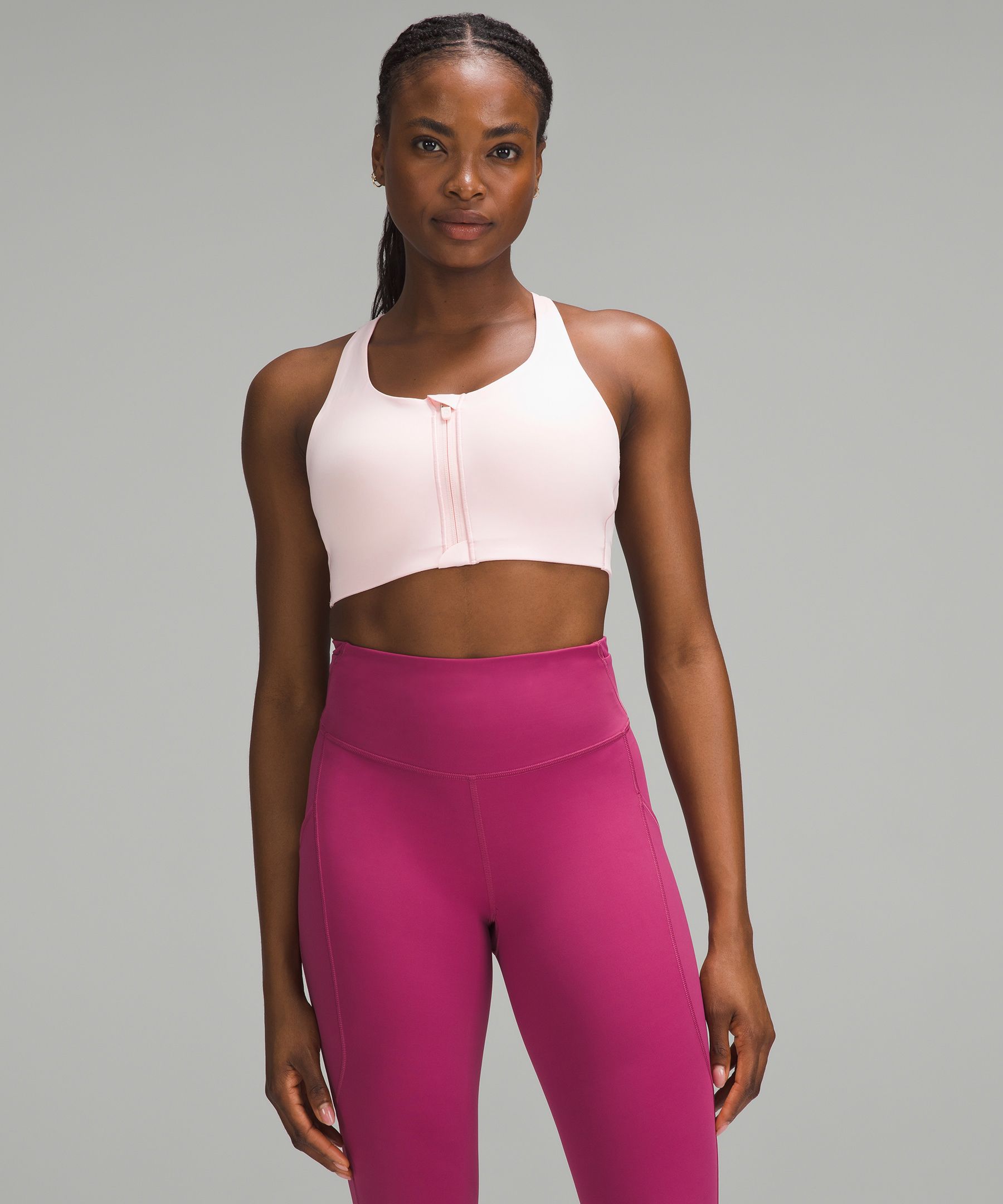 Lululemon Energy Bra High Support Zip-front High Support, B-g Cups In Pink