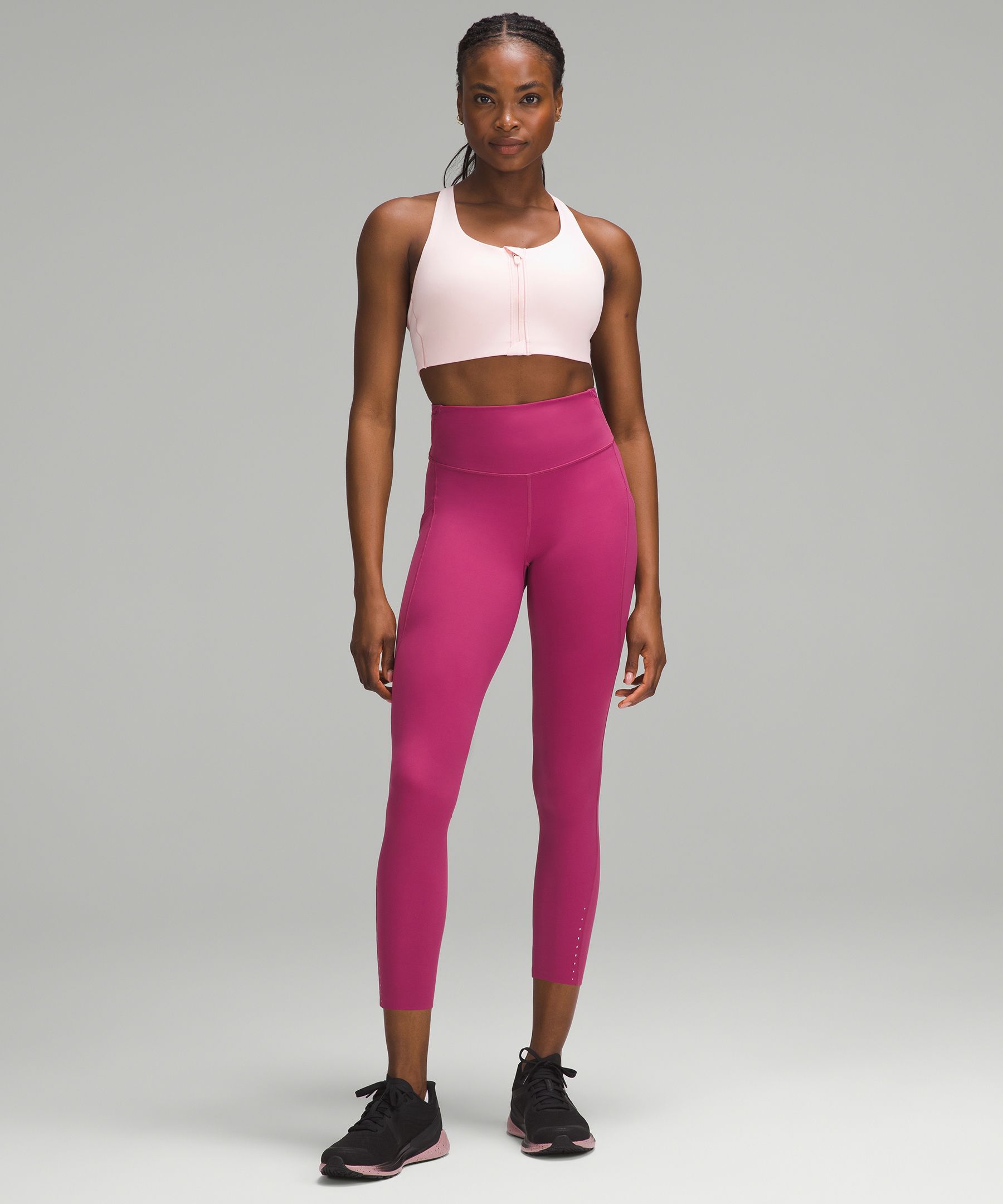 Candy-pink square-neck bra, Beyond Yoga