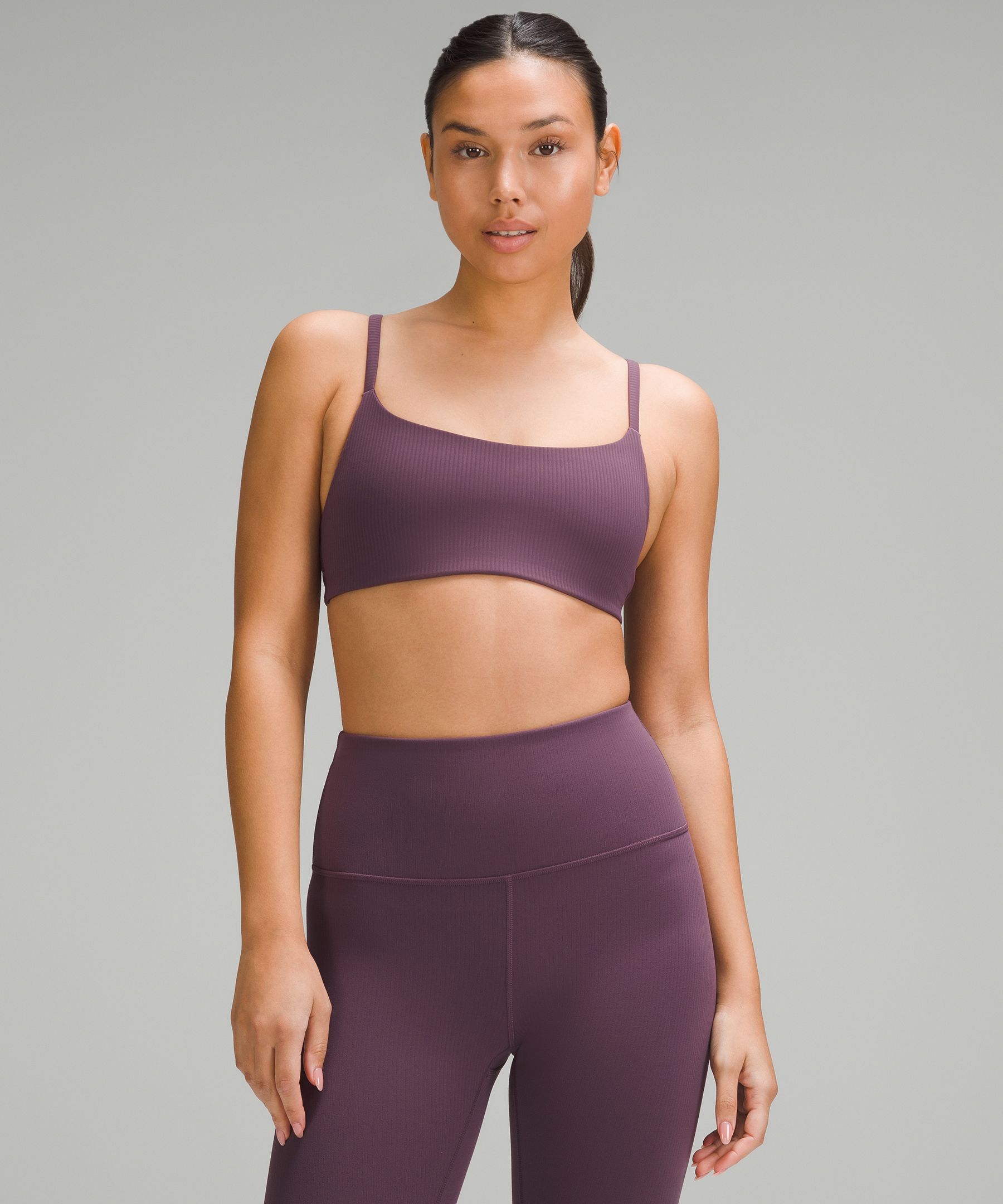 Lululemon Wunder Train Strappy Racer Bra Ribbed Light Support, A/b Cup In Purple