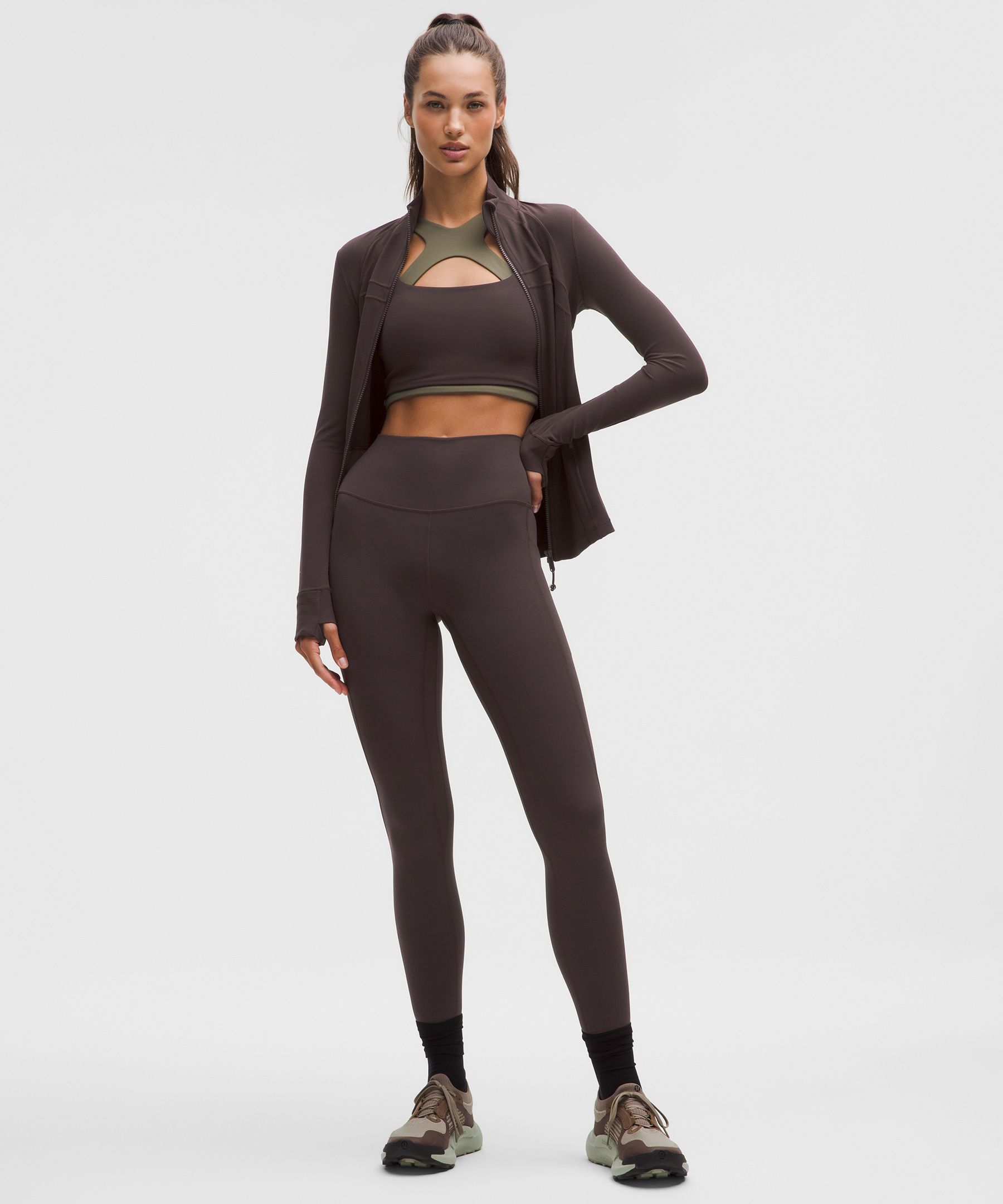 Lululemon Bend This Scoop And Square Bra In Brown