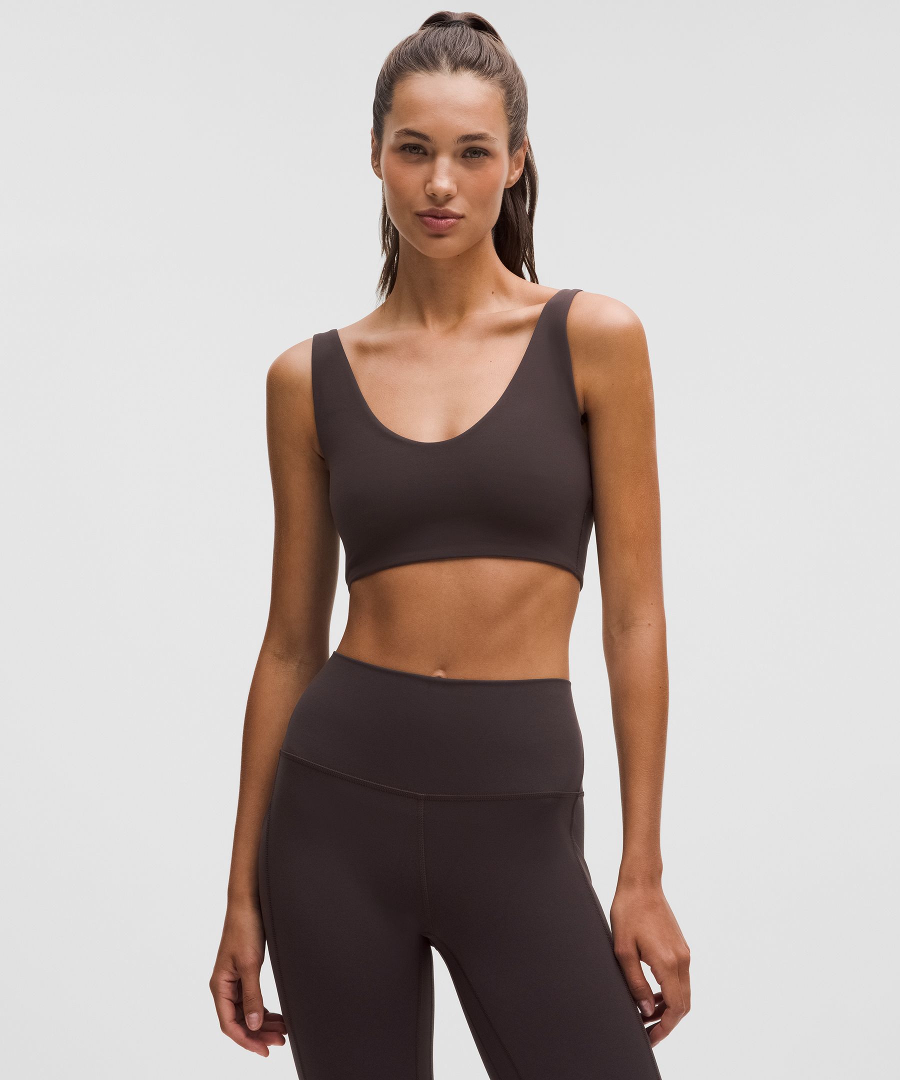 Lululemon Bend This Scoop And Square Bra In Brown