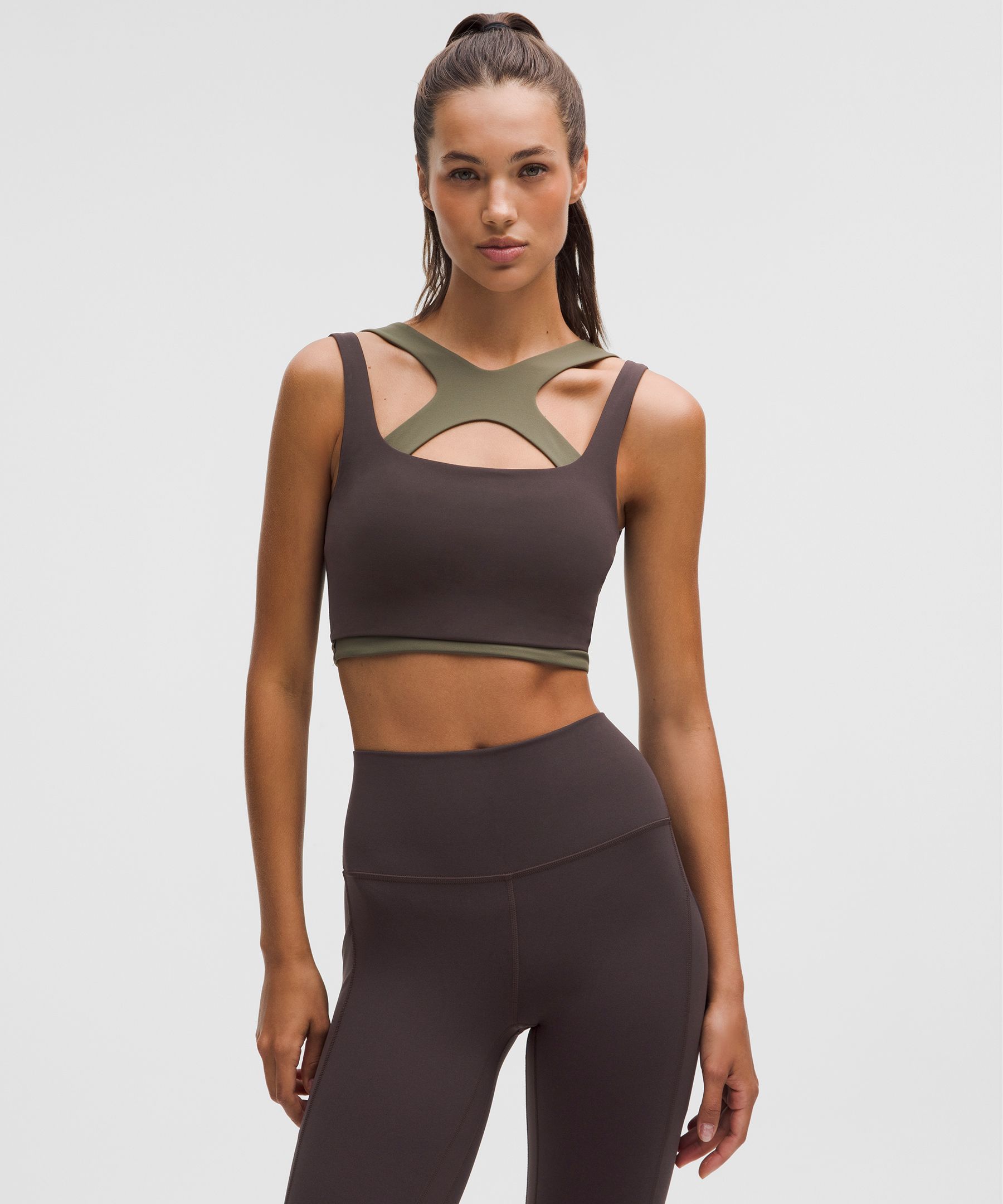 Lululemon Bend This Scoop And Square Bra In Brown