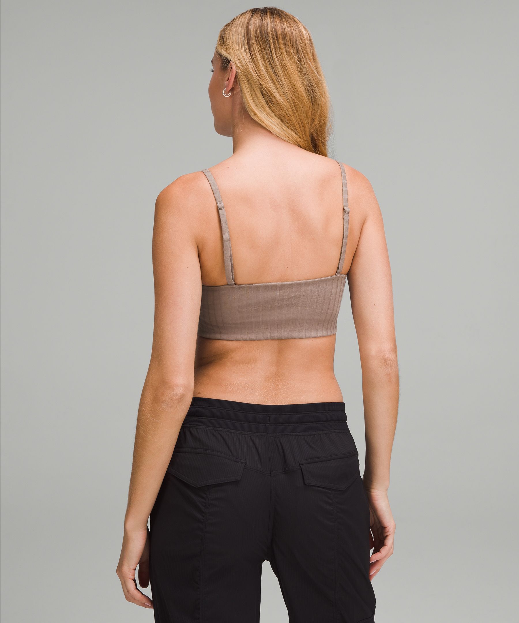 Lululemon Ribbed Wool Bandeau Bralette In Gray