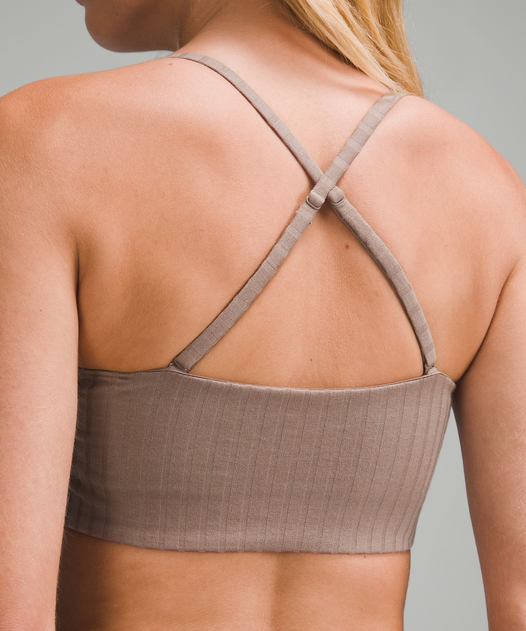 Lululemon Ribbed Wool Bandeau Bralette In Gray