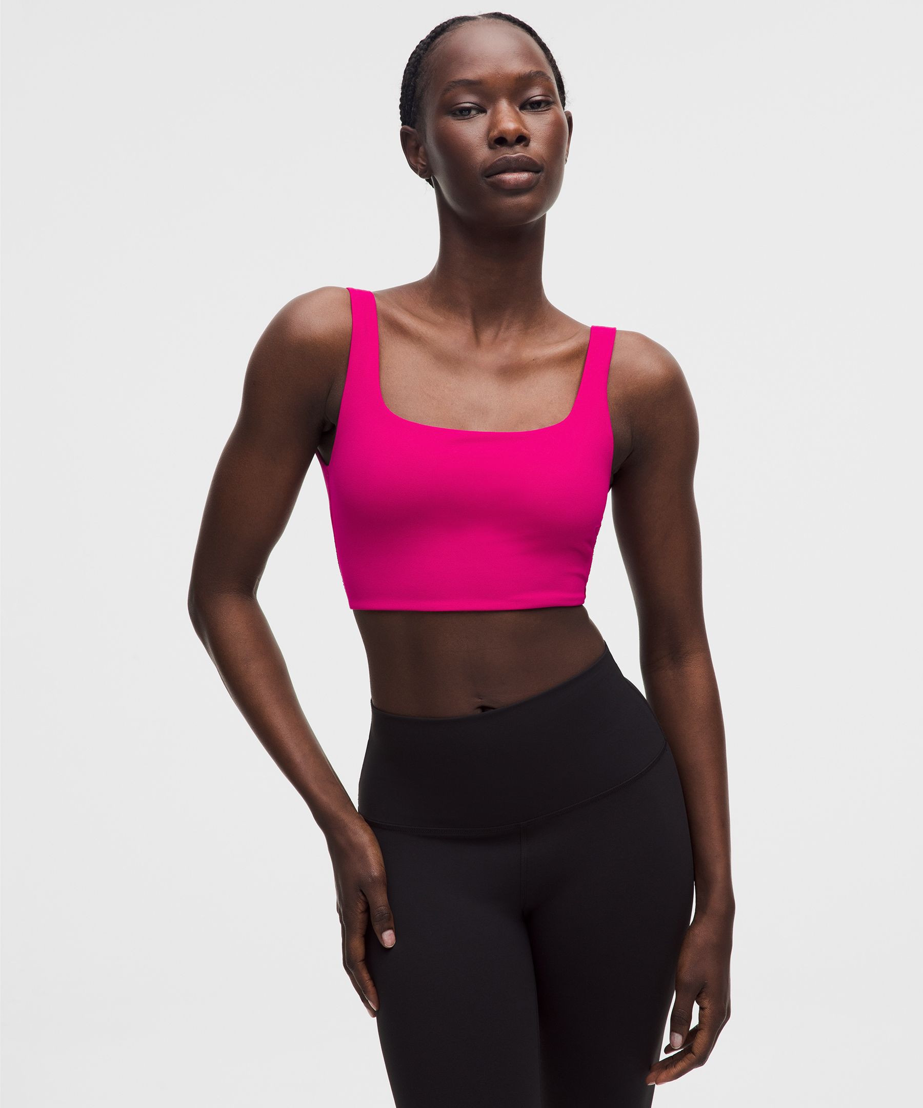 Lululemon Bend This Scoop And Square Bra In Pink