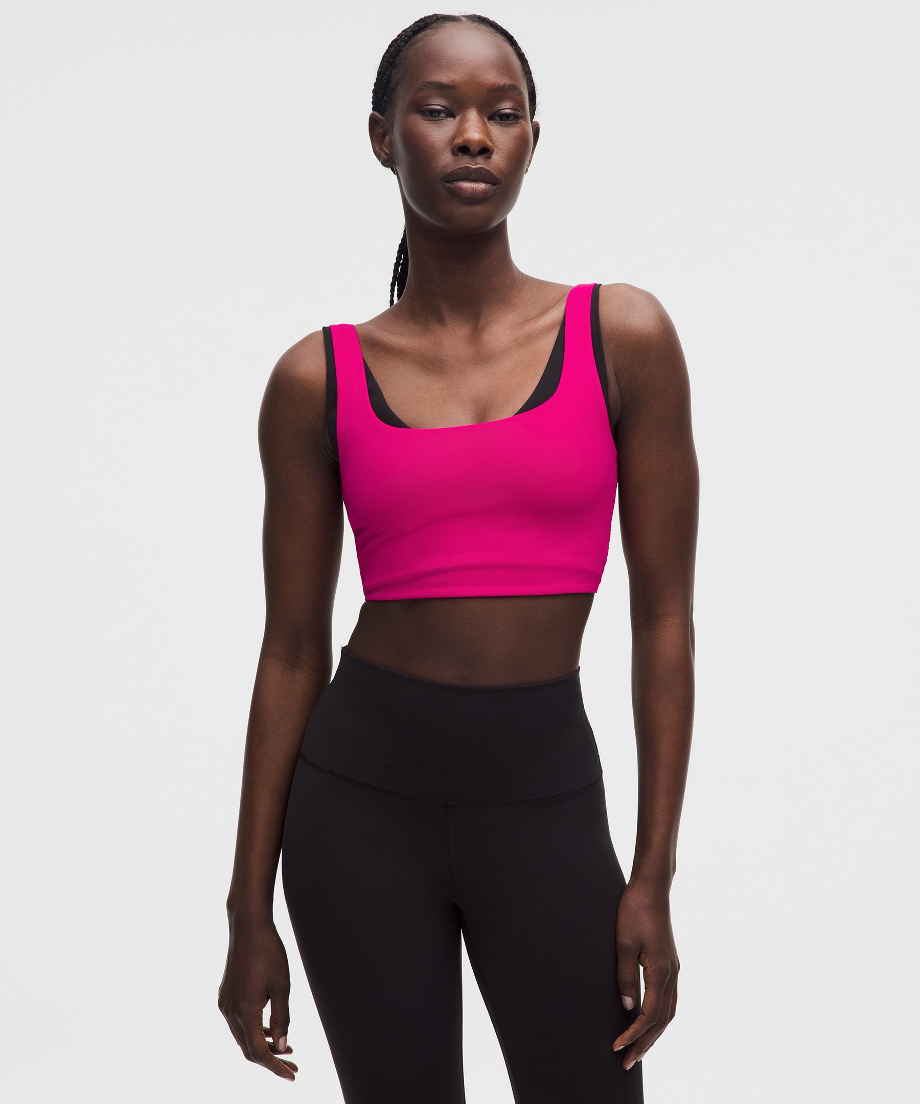 Lululemon Bend This Scoop And Square Bra In Pink