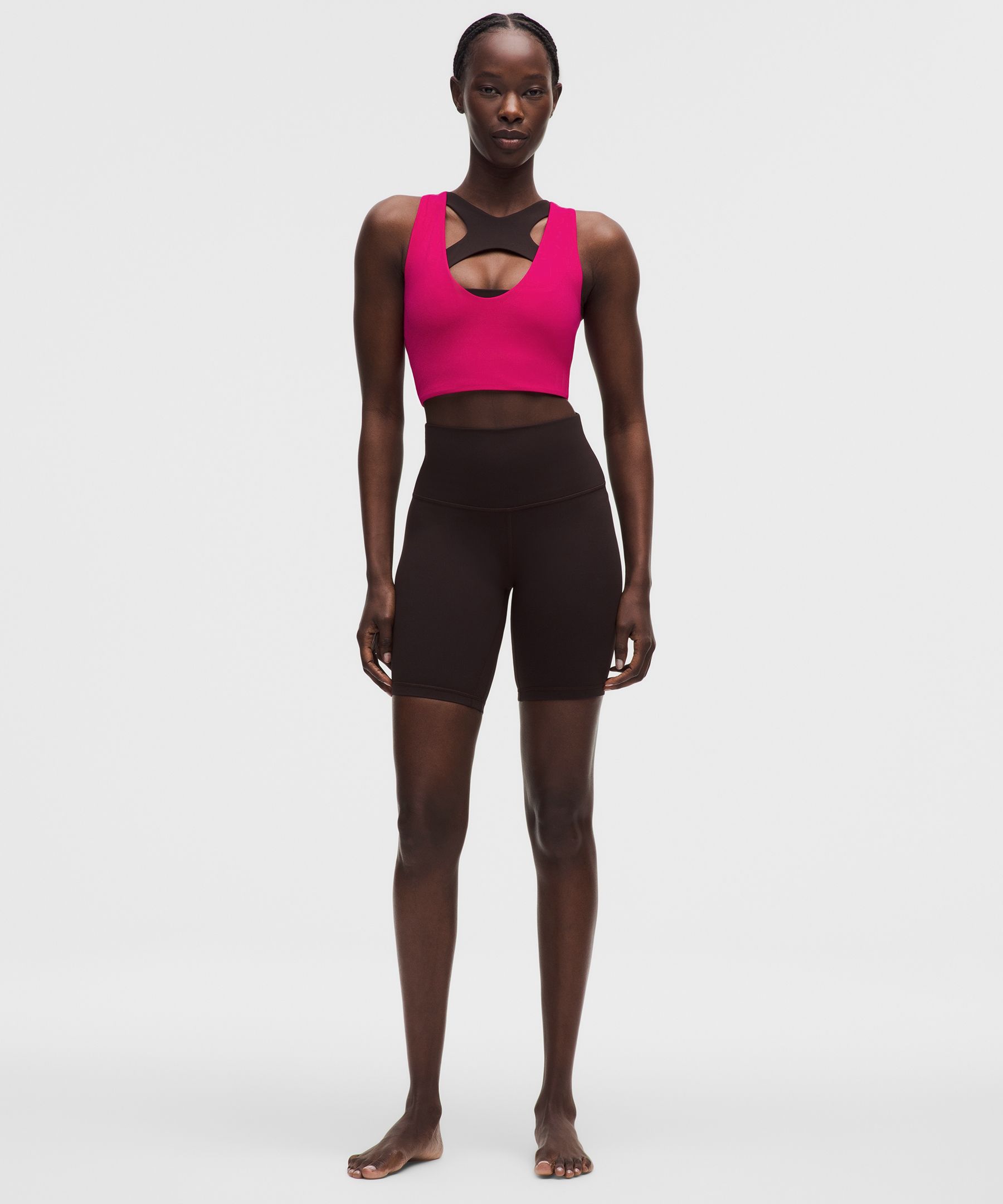 Lululemon Bend This Scoop And Cross Bra In Pink