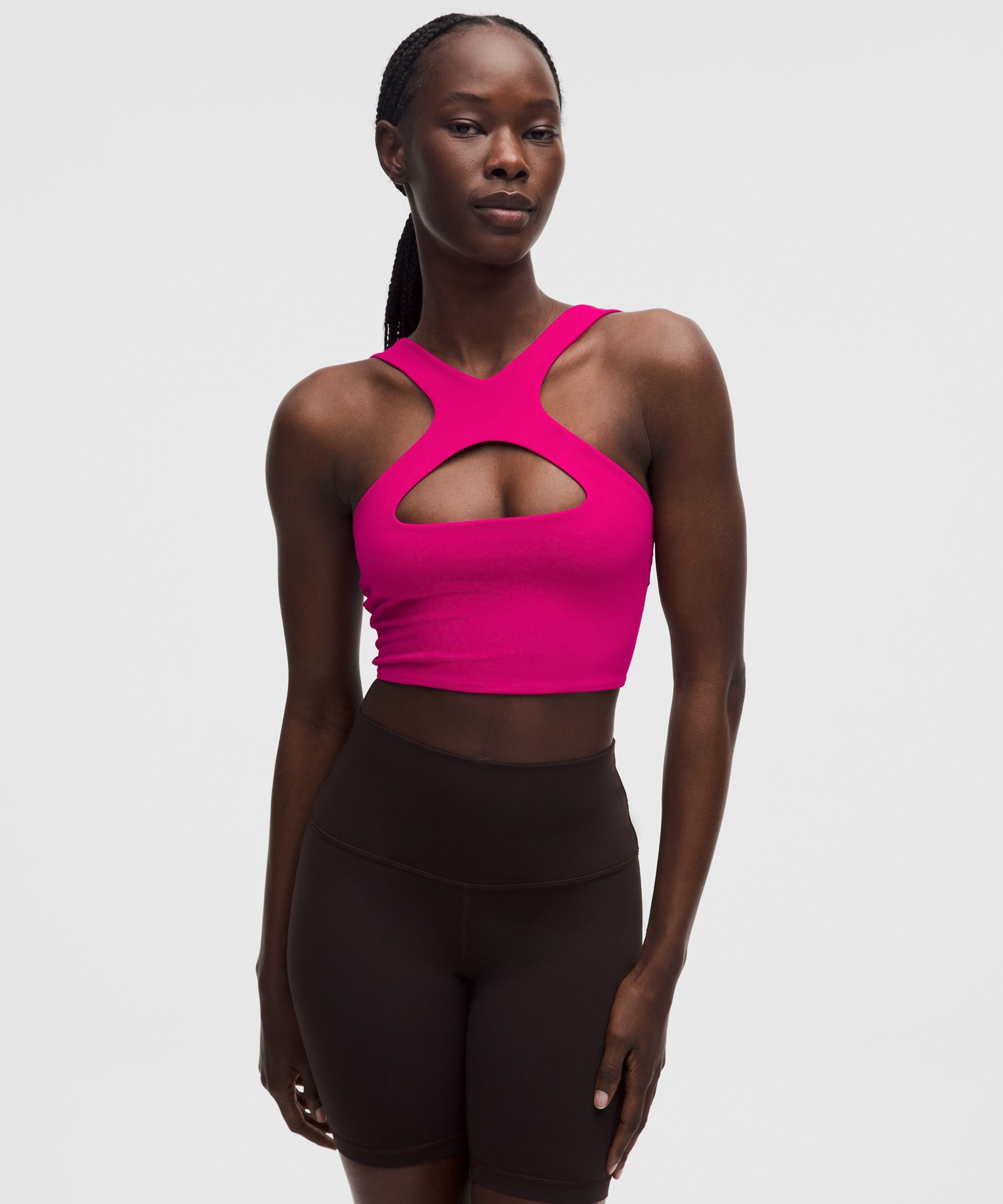 Lululemon Bend This Scoop And Cross Bra In Pink