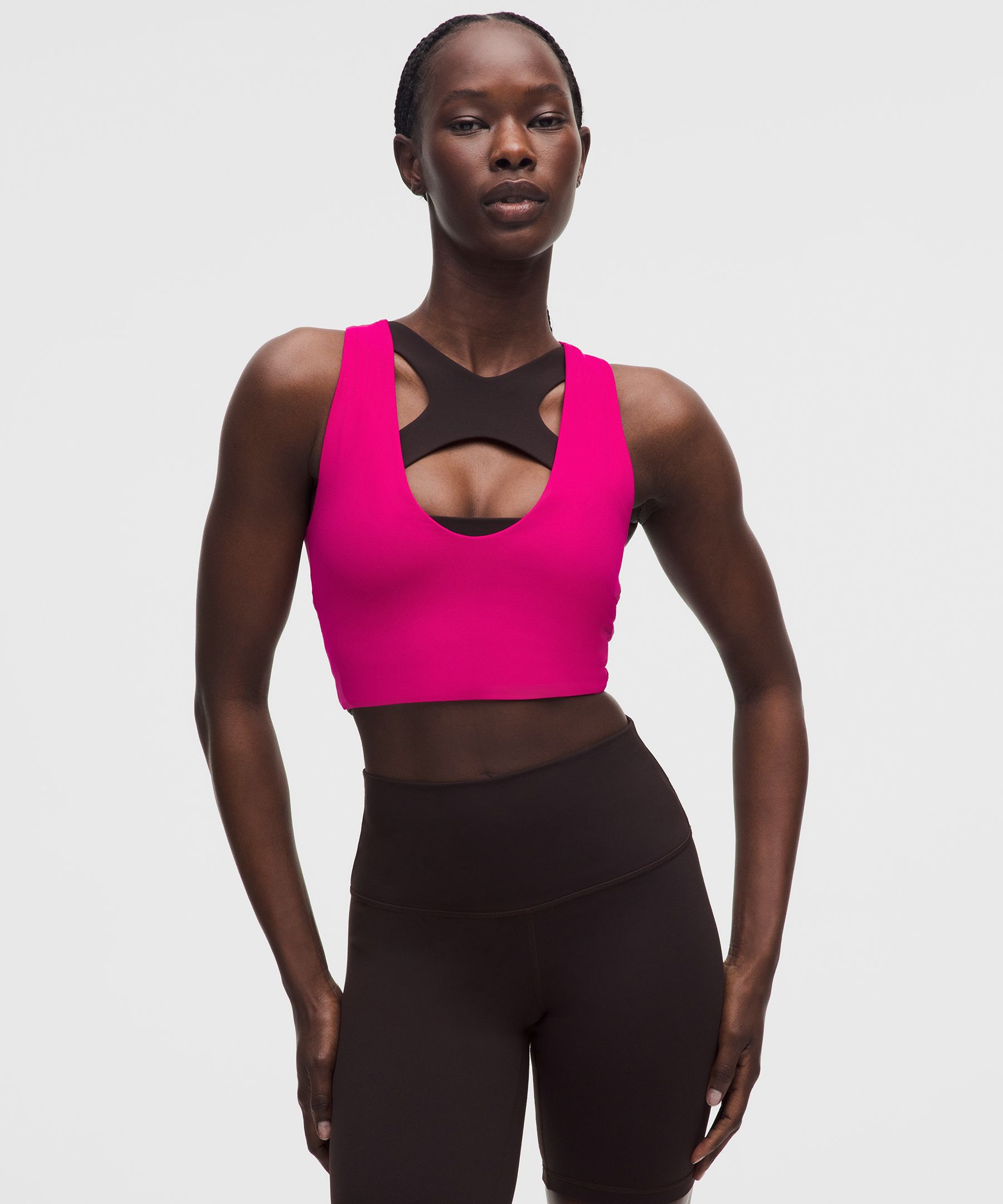 Lululemon Bend This Scoop And Cross Bra In Pink