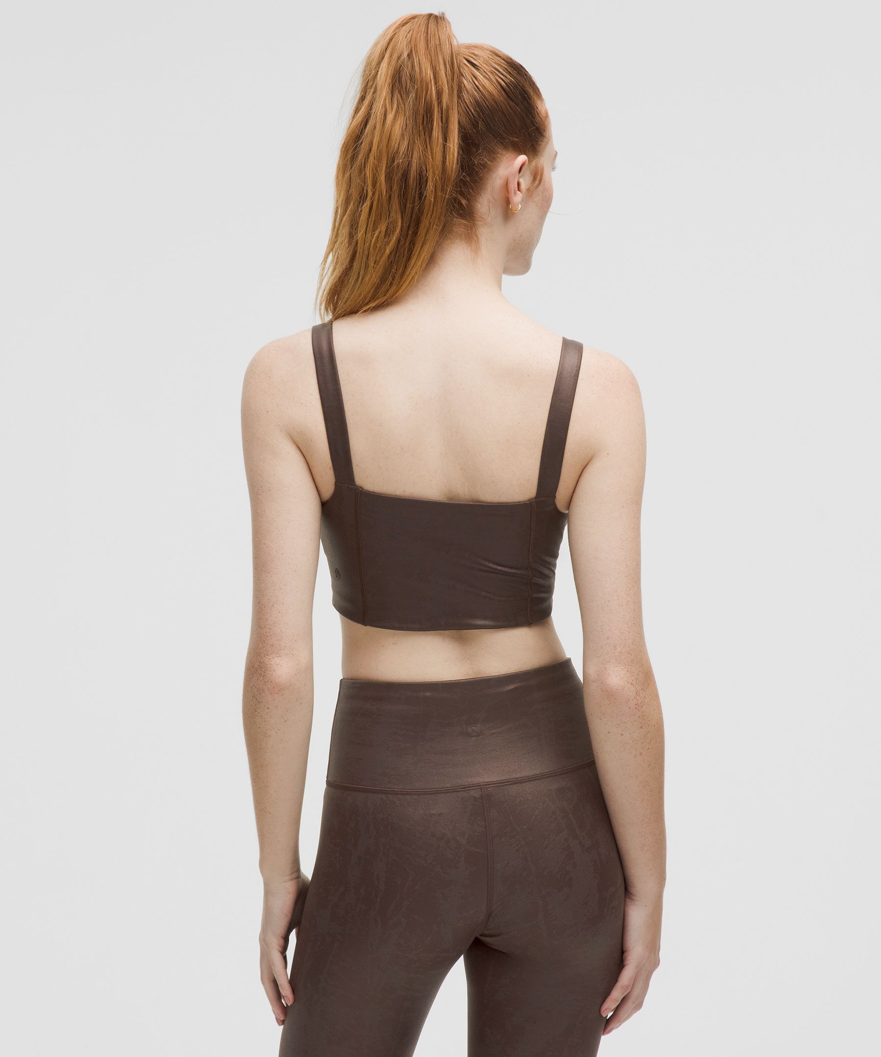 Lululemon Everlux Longline Workout Bra Light Support, A/b Cup Matte Foil