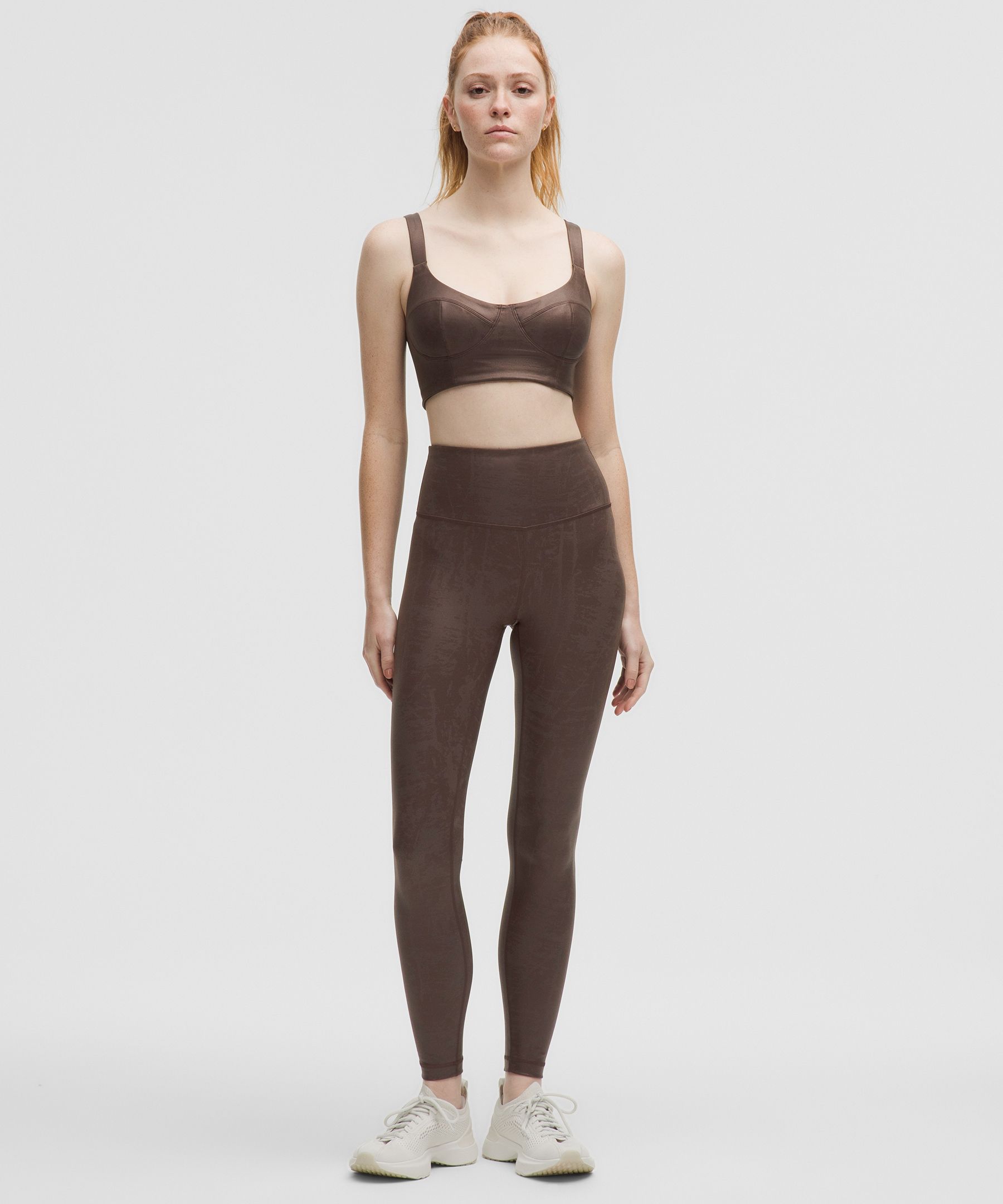 Lululemon Everlux Longline Workout Bra Light Support, A/b Cup Matte Foil