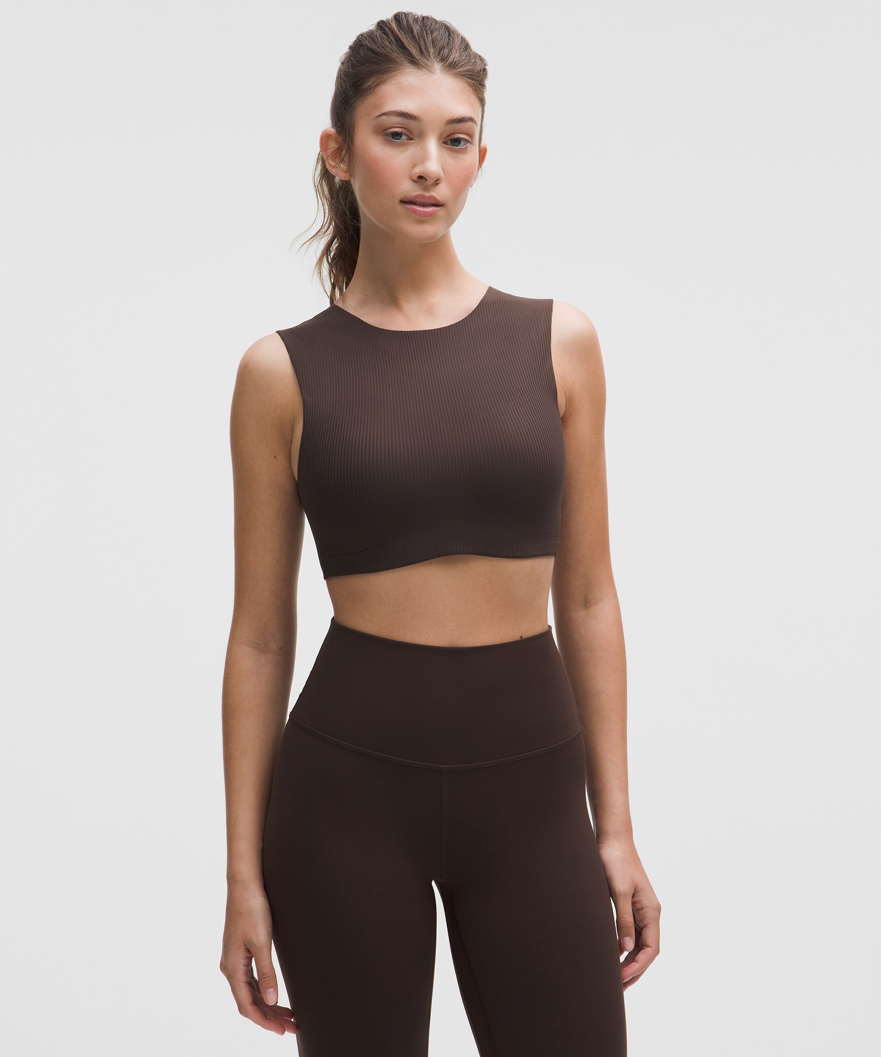 Soft Foam Cup Ribbed Sleeveless Crewneck Bra 