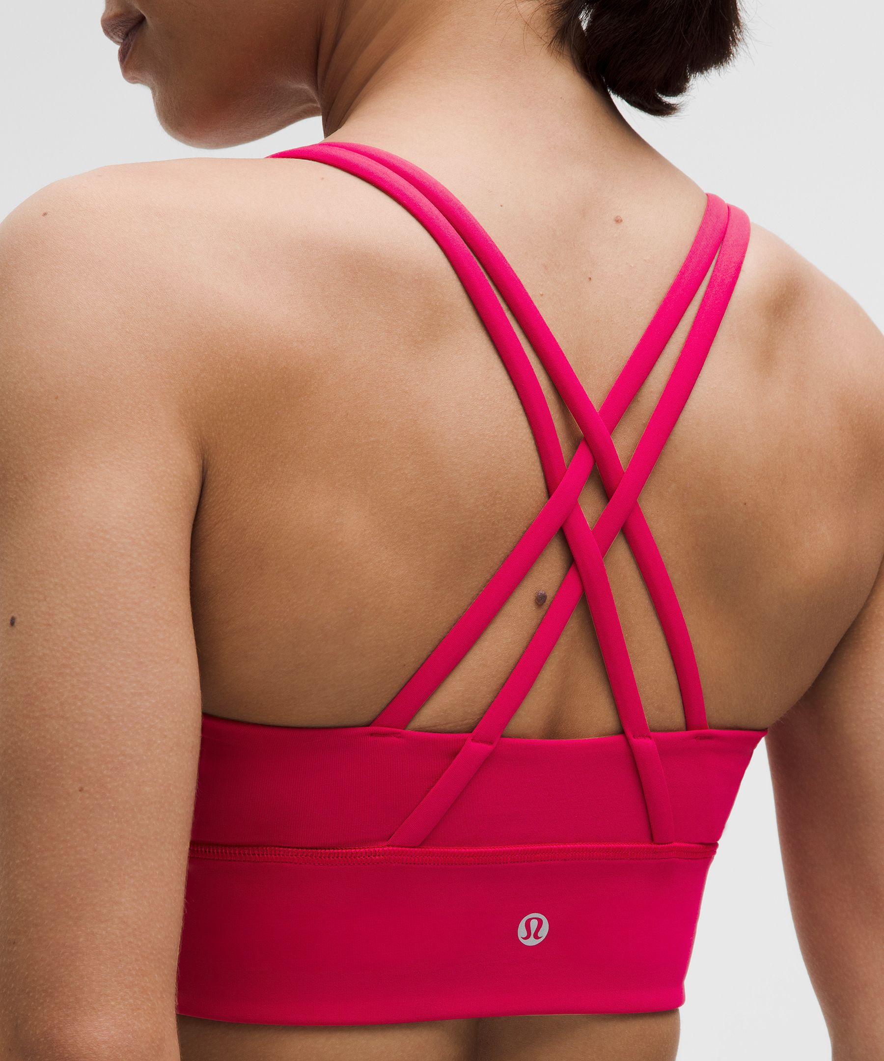 lululemon – Women's Energy Longline Sports Bra Medium Support, B–D Cups – Color Pink – Size 16