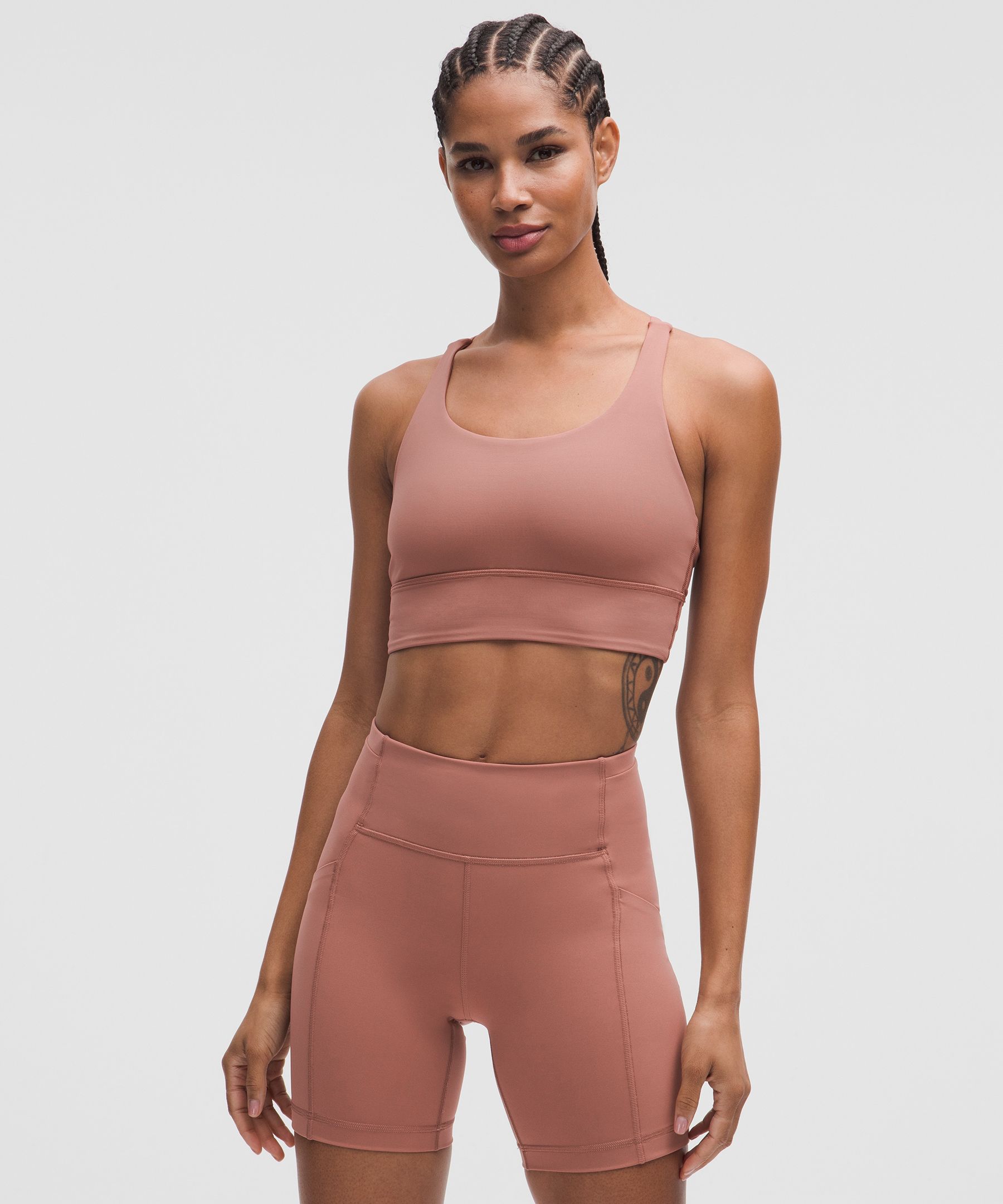 Lululemon Energy Longline Bra In Pink