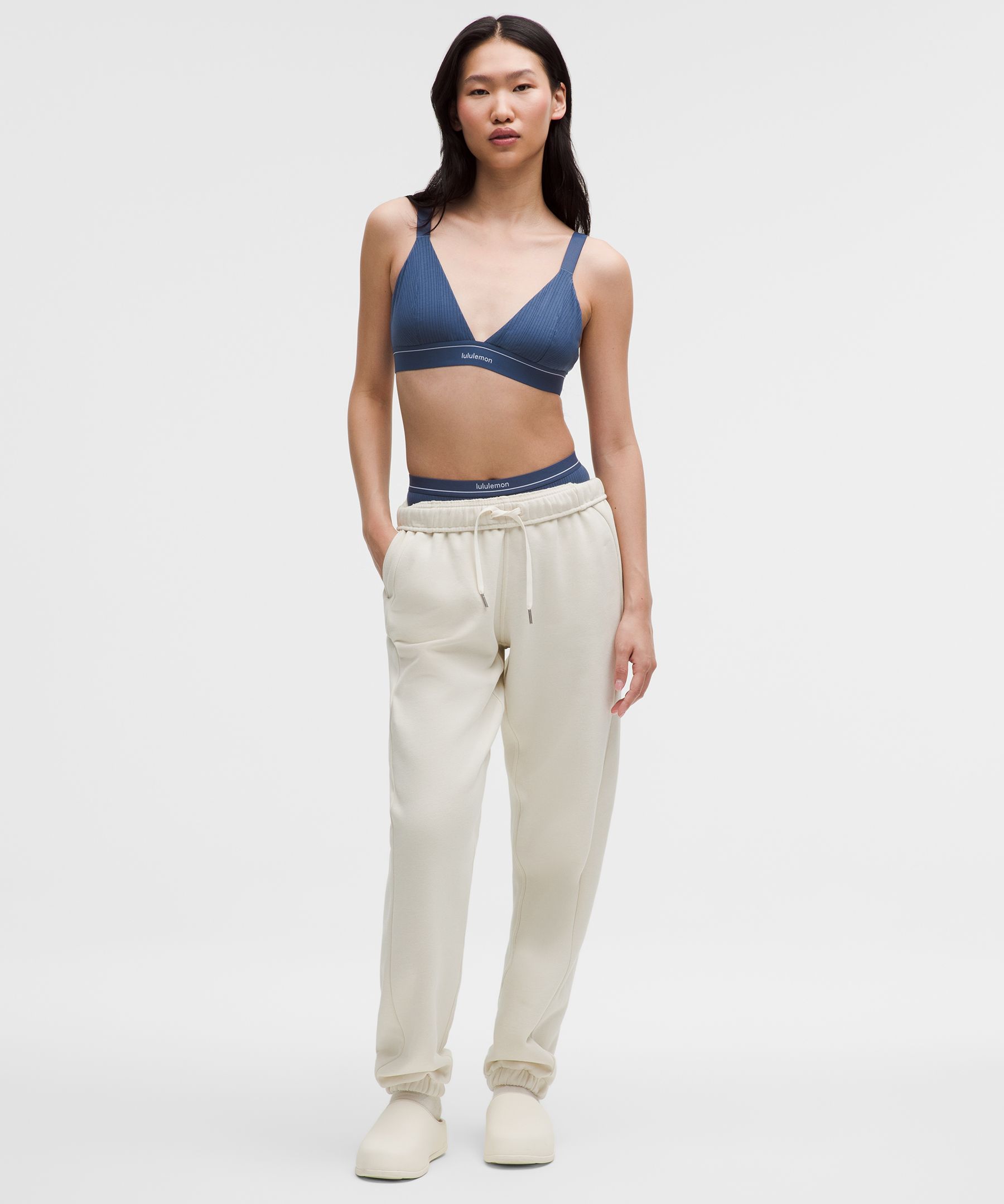 Stretch Cotton Ribbed Logo Bralette *B/C Cup