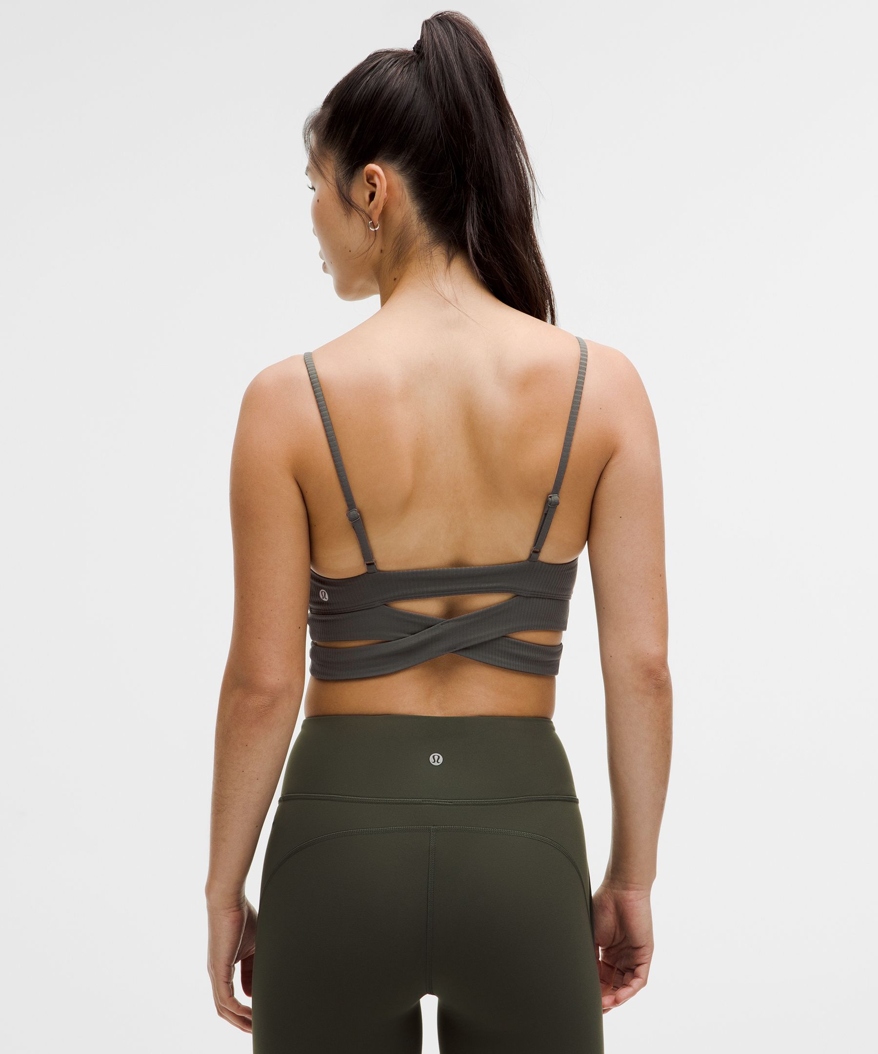 Lululemon Cross-band High-neck Yoga Bra In Gray