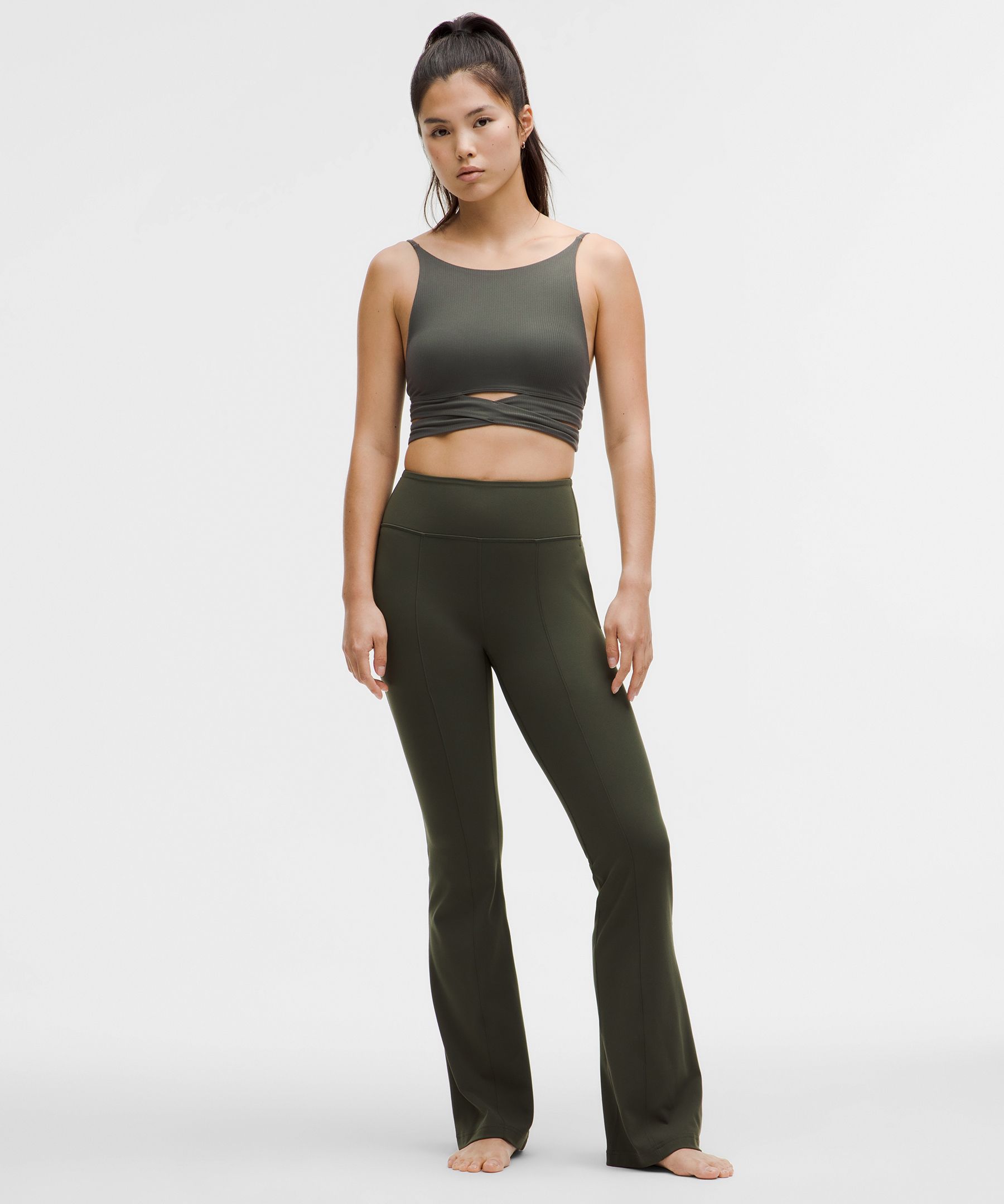 Lululemon Cross-band High-neck Yoga Bra In Gray