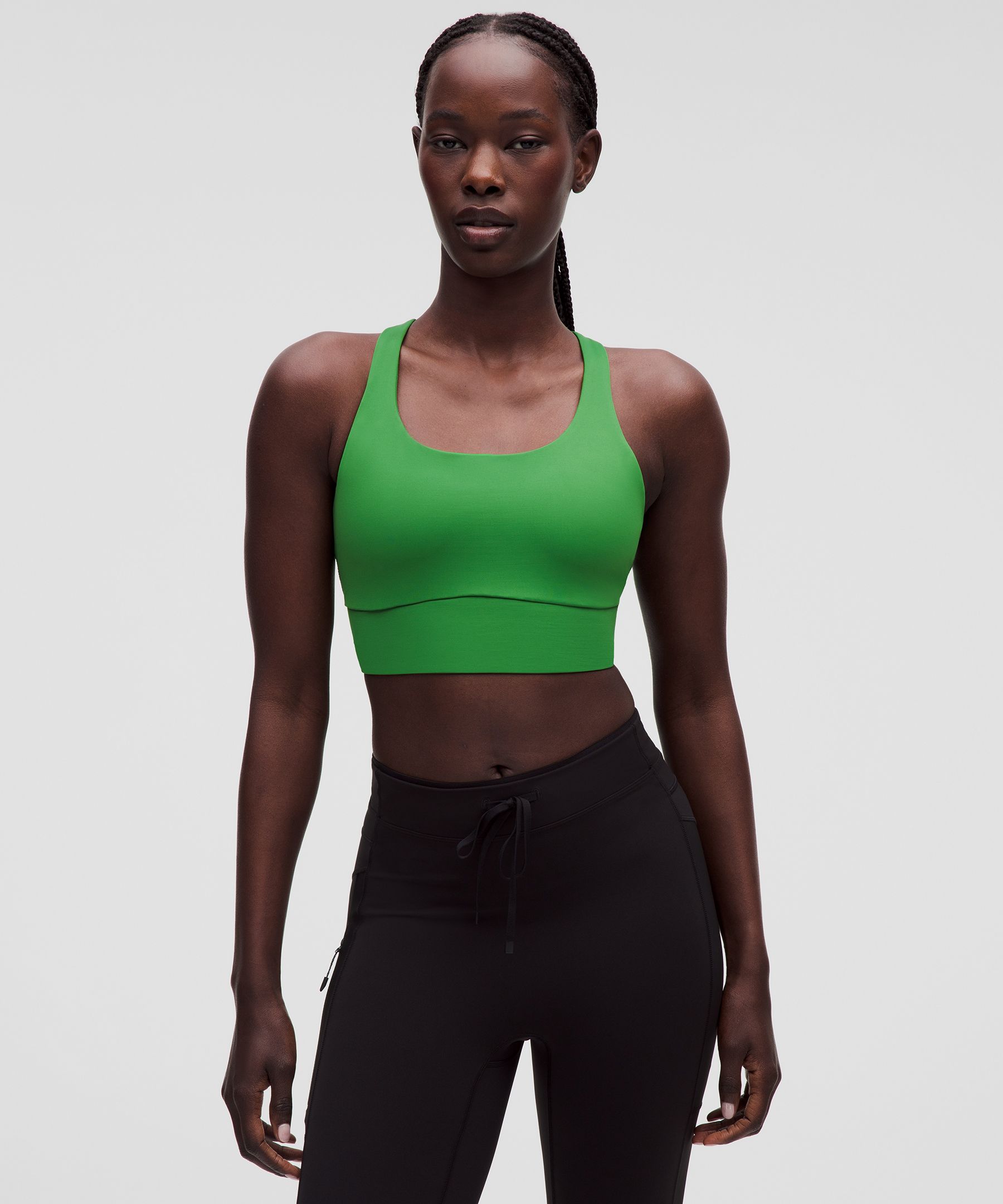 lululemon – Women’s Energy Longline Sports Bra Medium Support, B-D Cups Evolve – Color Green – Size Small