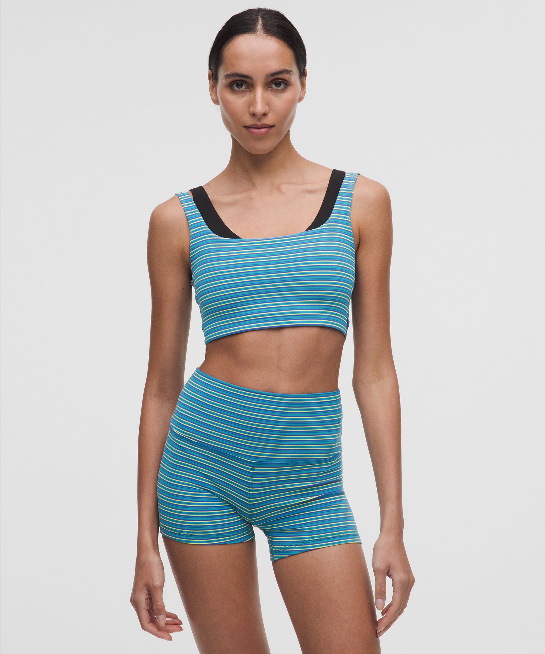 Lululemon Bend This Scoop And Square Bra In Blue
