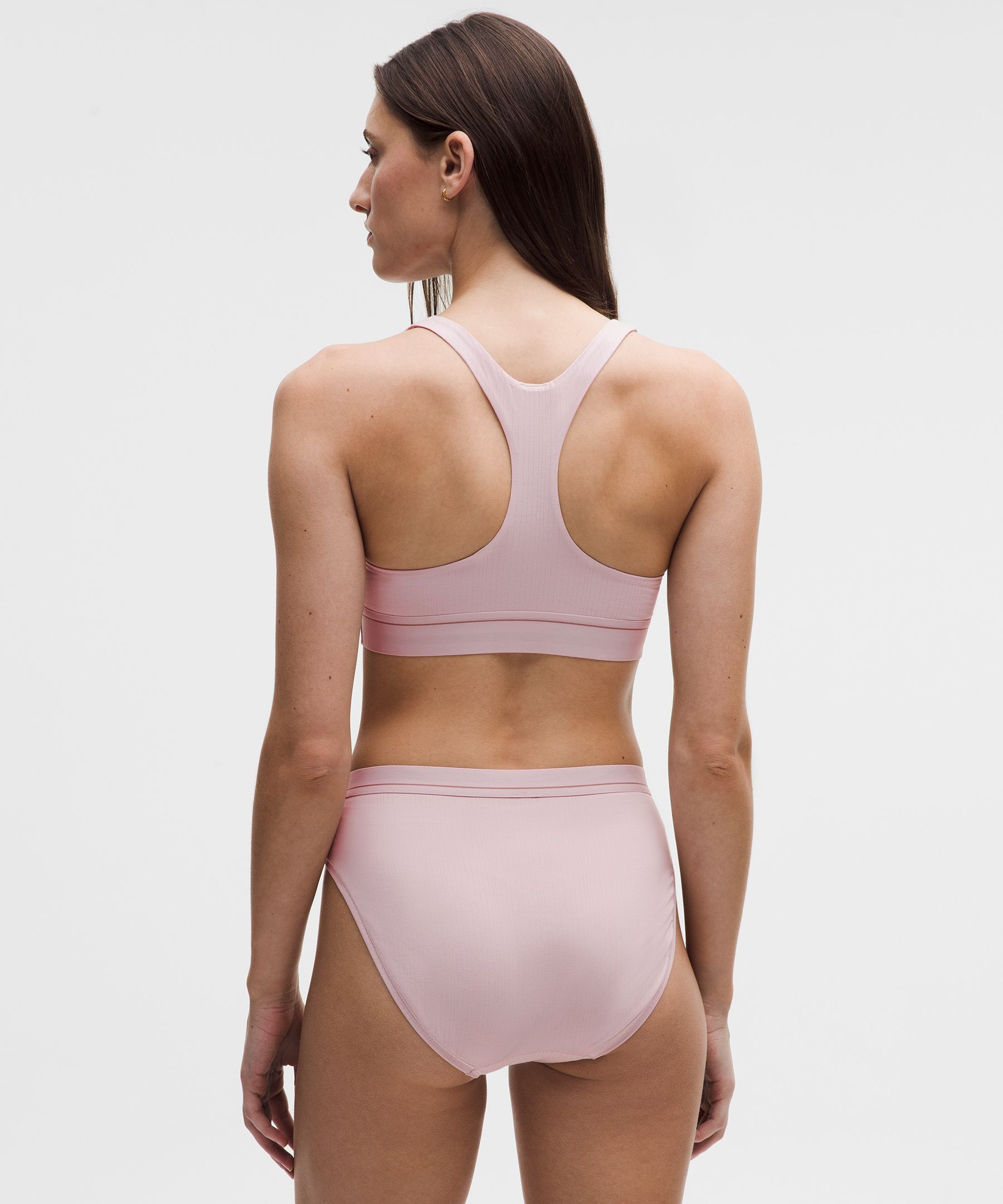 Stretch Cotton Ribbed Logo Racerback Bralette 