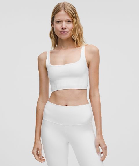 Бра Bend This A-C, лёгкая поддержка, в рубчик — Lululemon, цвет: Белый