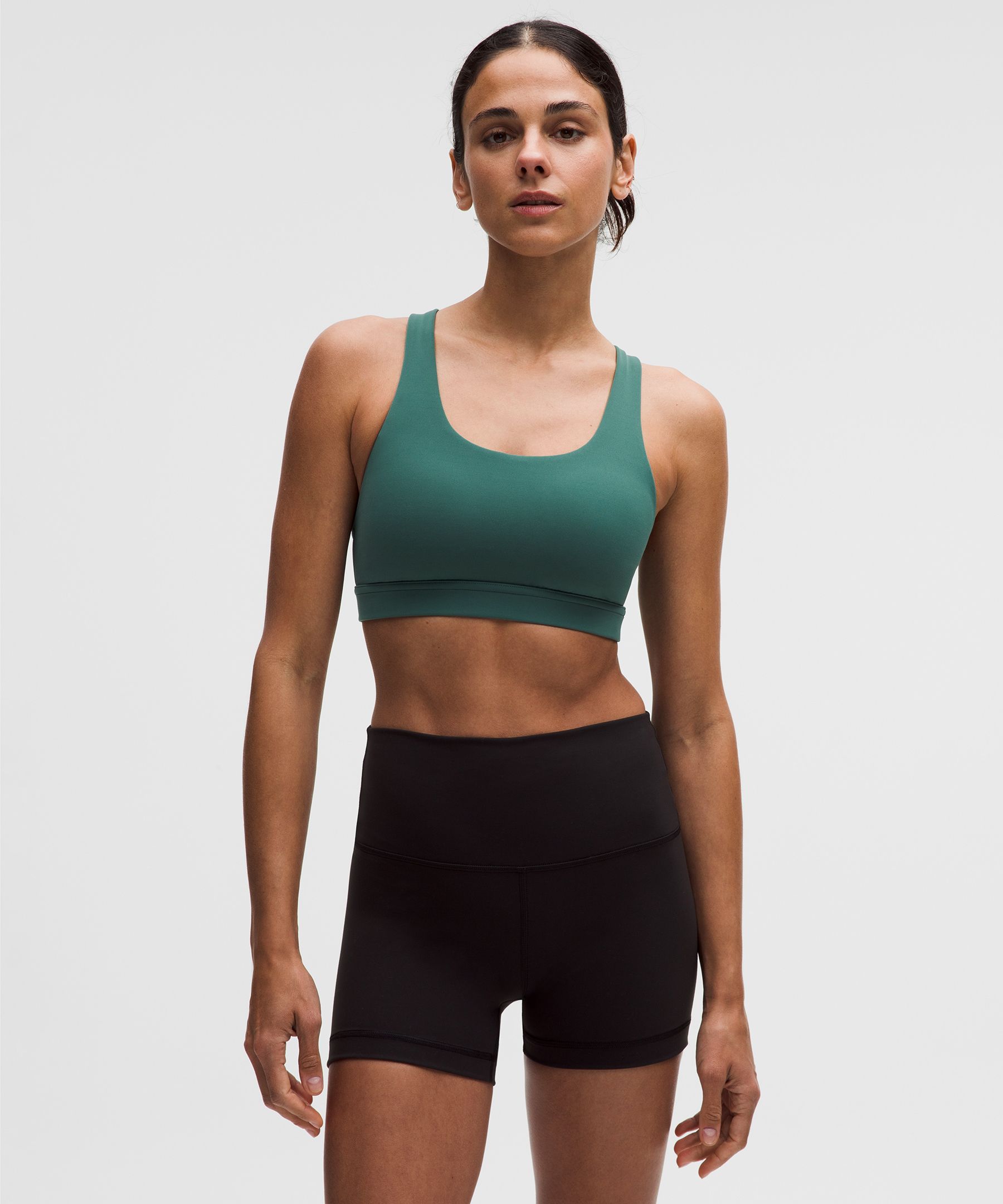 lululemon – Women’s Wunder Train Mesh-Back Sports Bra Medium Support, B/C Cup – Color Green – Size 14