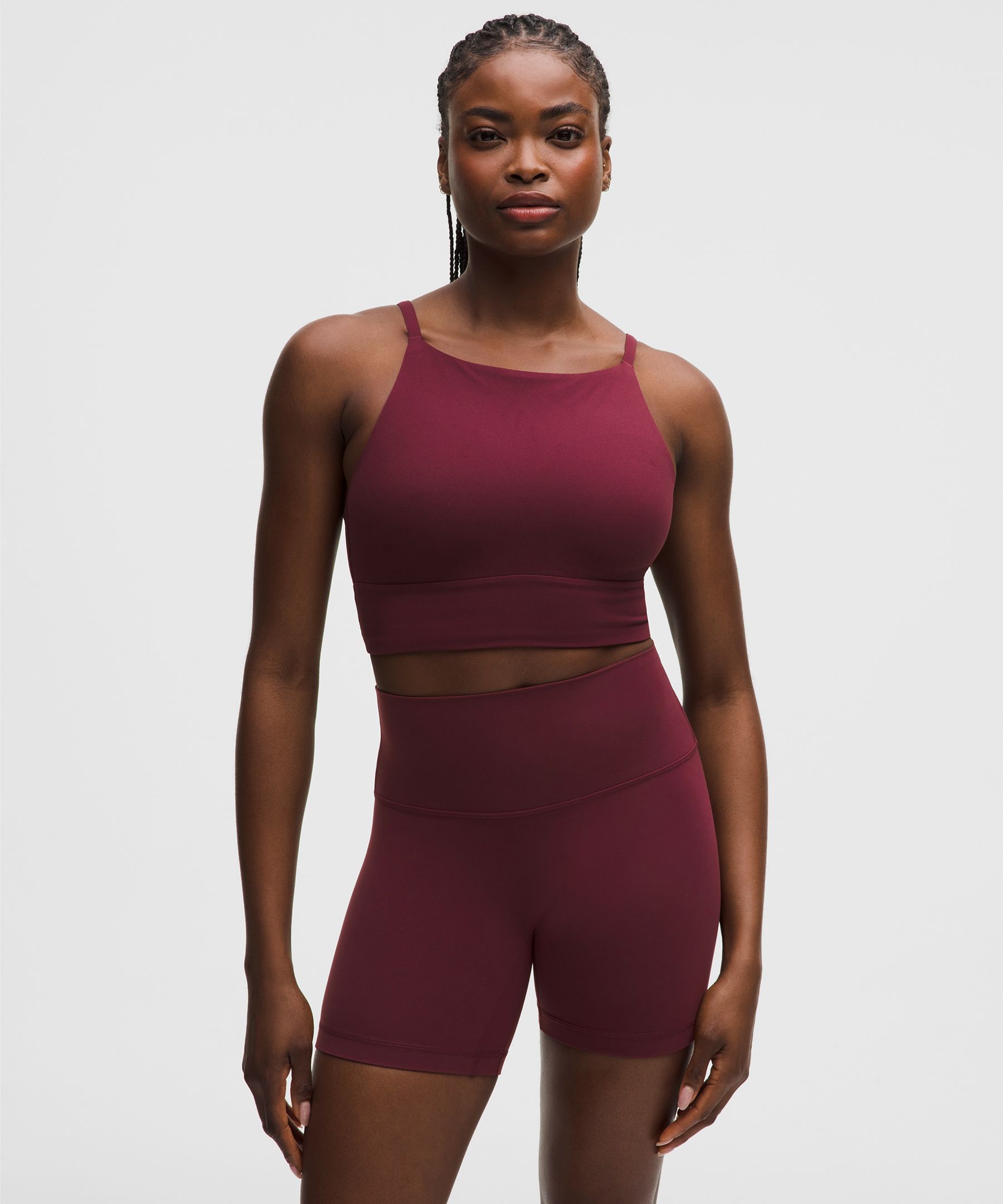 lululemon – Women’s Focuser High-Neck Sports Bra Light Support, C/D Cup – Color Burgundy/Red – Size XS