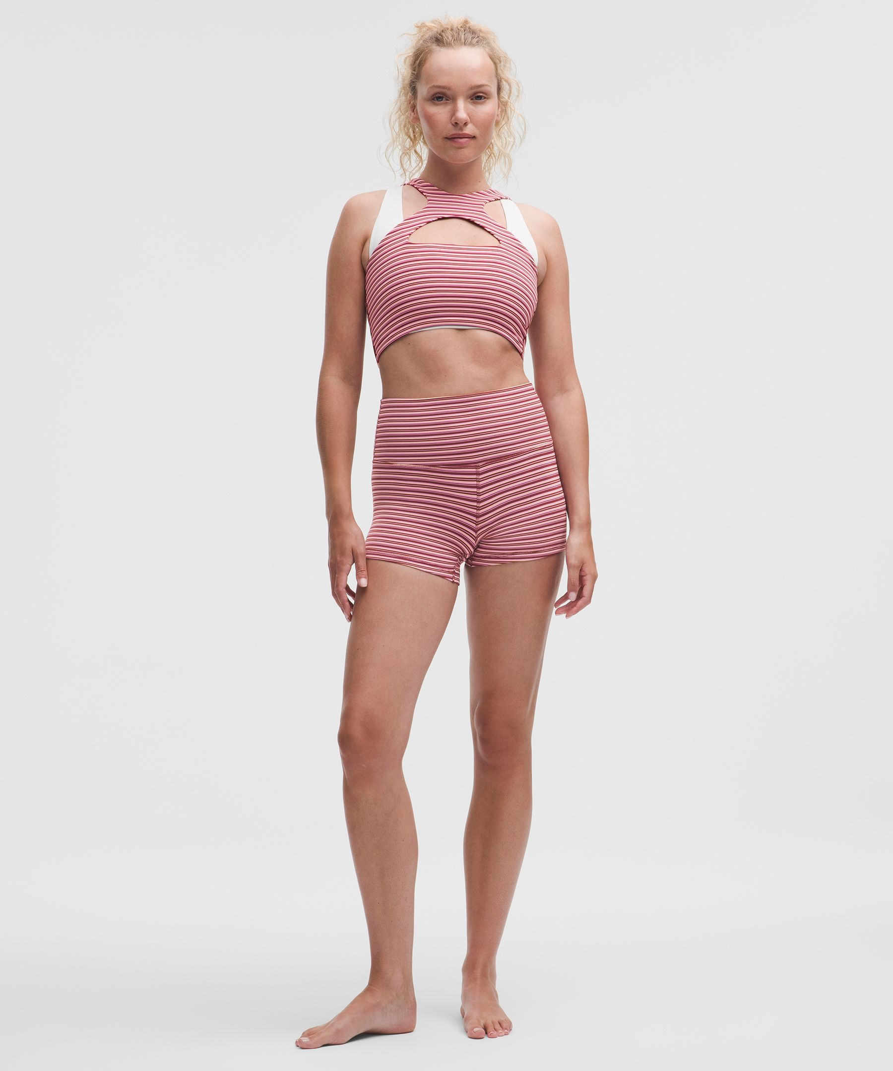 Lululemon Bend This Scoop And Cross Bra In Pink