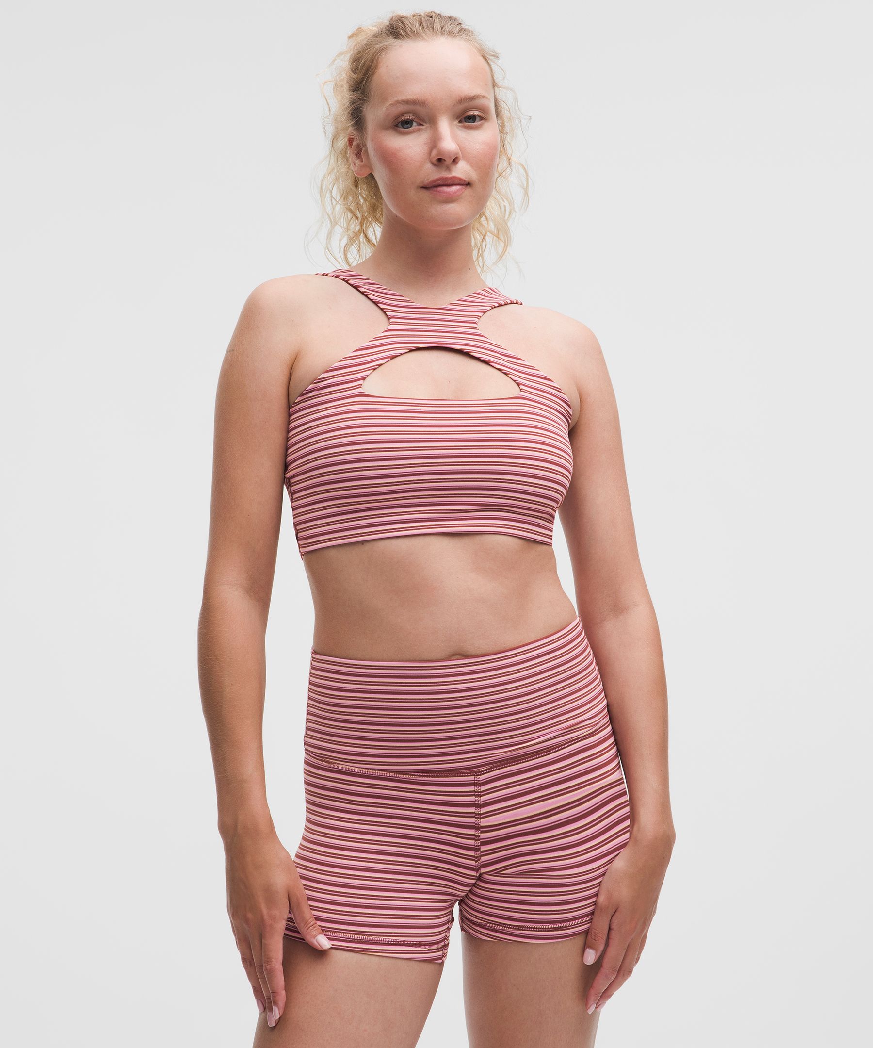 Lululemon Bend This Scoop And Cross Bra In Pink