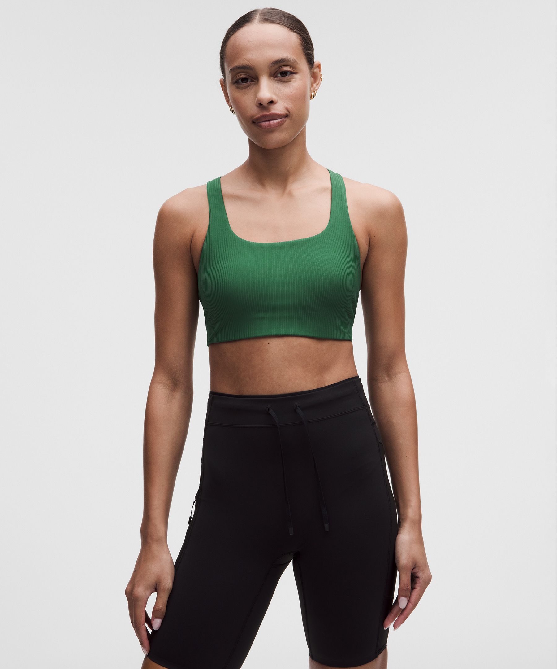lululemon – Women’s All-Time Hero Ribbed Sports Bra Medium Support, B/C Cup – Color Green – Size Large