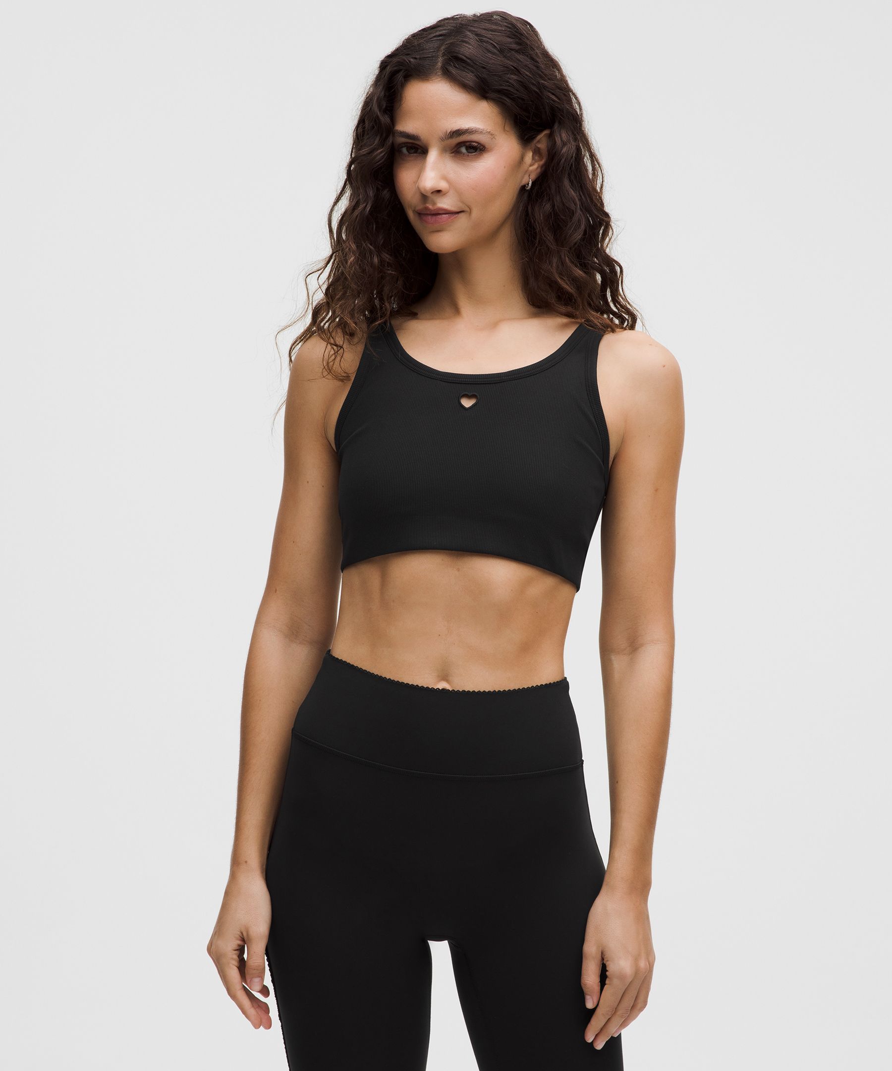 lululemon – Women’s Nulu Ribbed Scoopneck Sports Bra Light Support, B/C Cup Heart – Color Black – Size Small