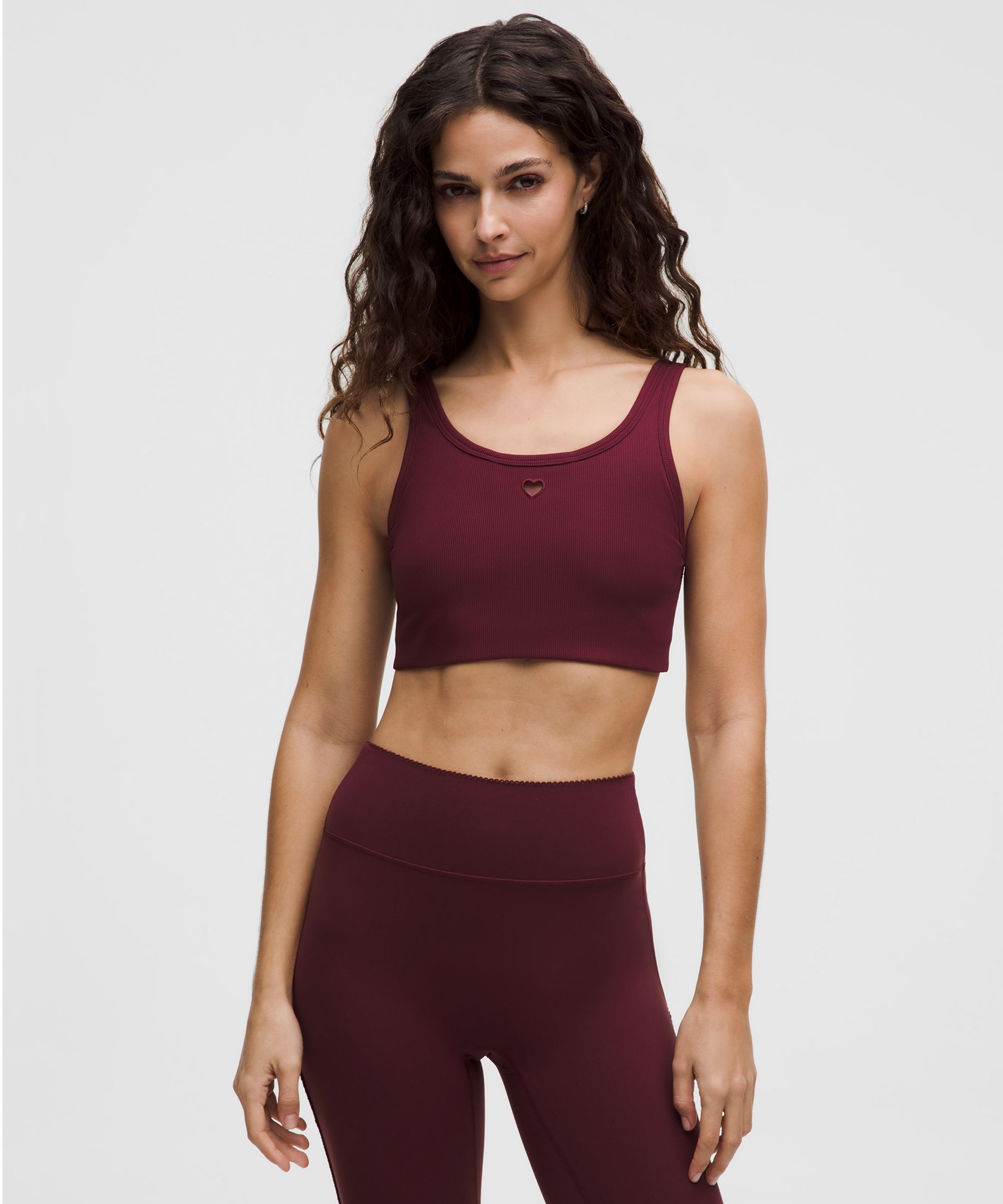 lululemon – Women’s Nulu Ribbed Scoopneck Sports Bra Light Support, B/C Cup Heart – Color Burgundy/Red – Size Large