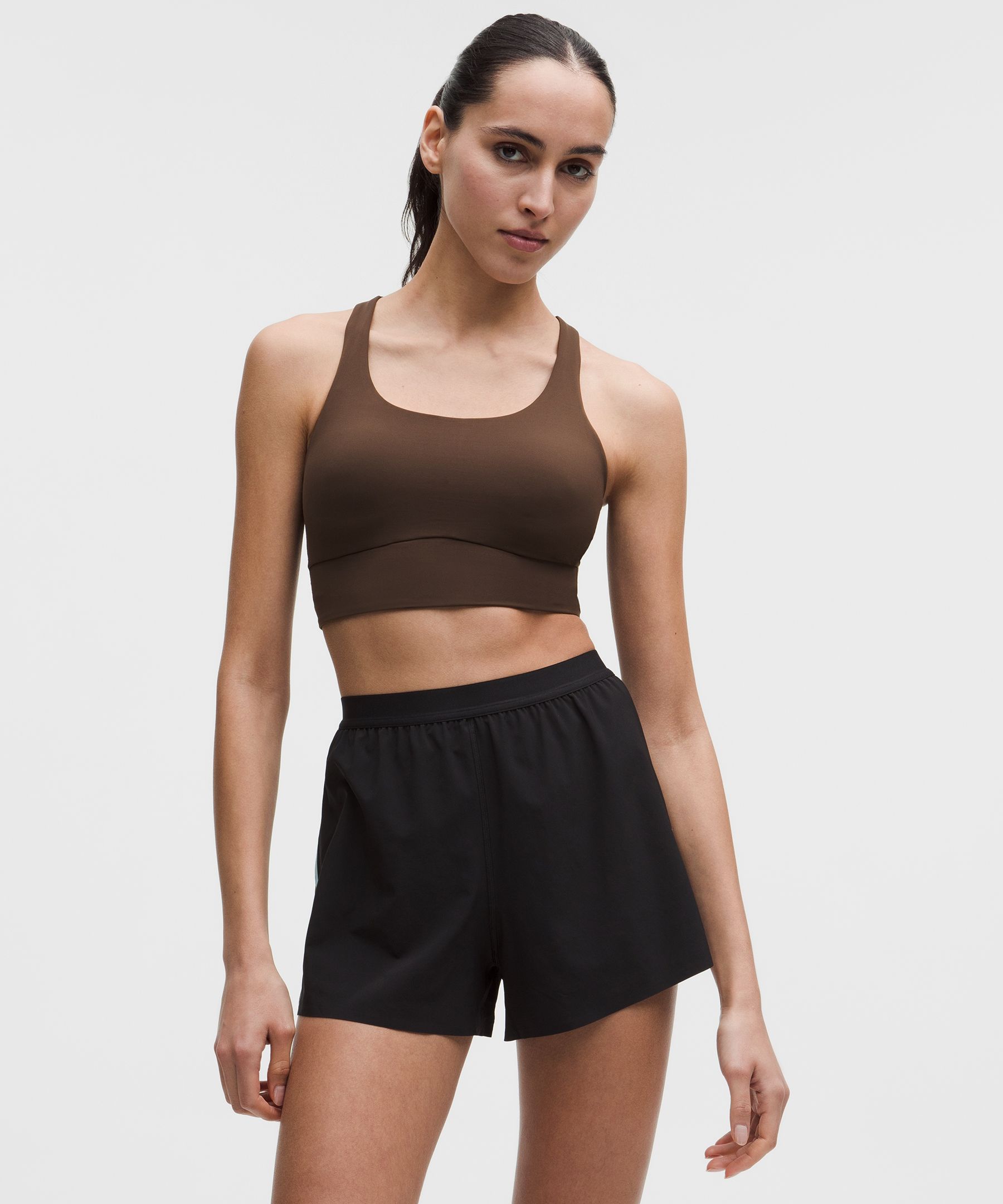 lululemon – Women’s Energy Longline Sports Bra Medium Support, B-D Cups Evolve – Color Brown – Size Large