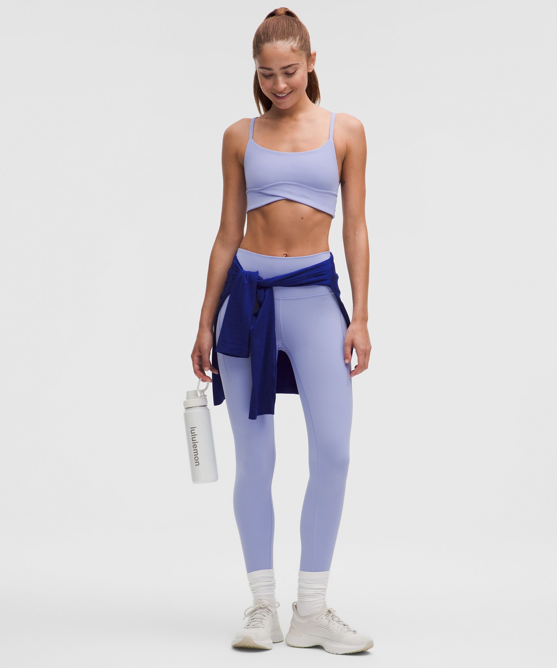 Lululemon Wunder Train Strappy Wrapped Bra In Blue