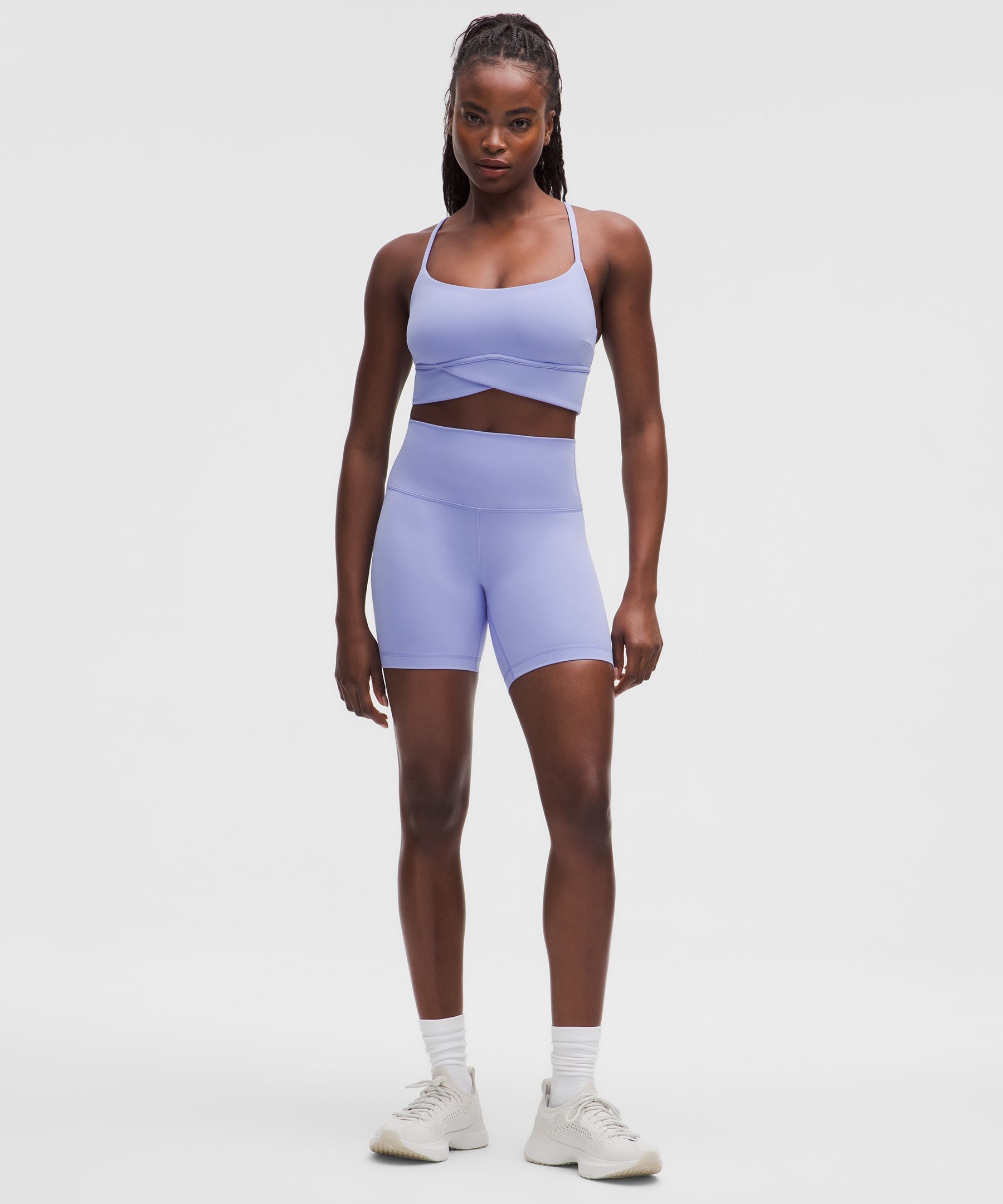Lululemon Wunder Train Strappy Wrapped Bra In Blue