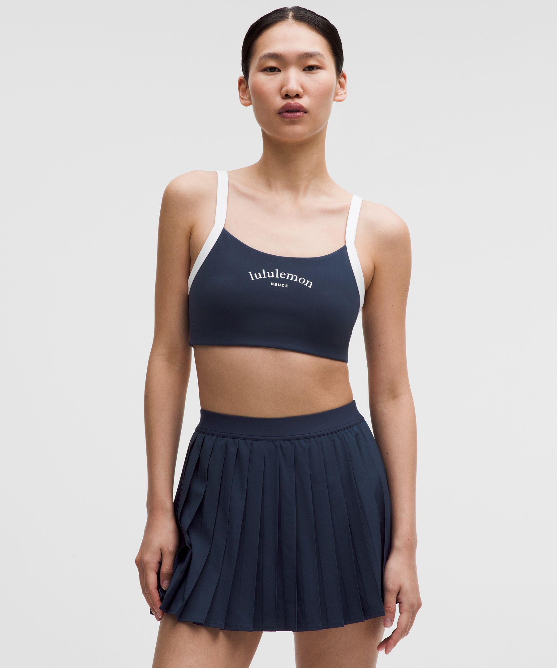lululemon – Women’s Straight-Strap Sports Bra Light Support, B/C Cup Tennis Deuce – Color Blue/White – Size Large