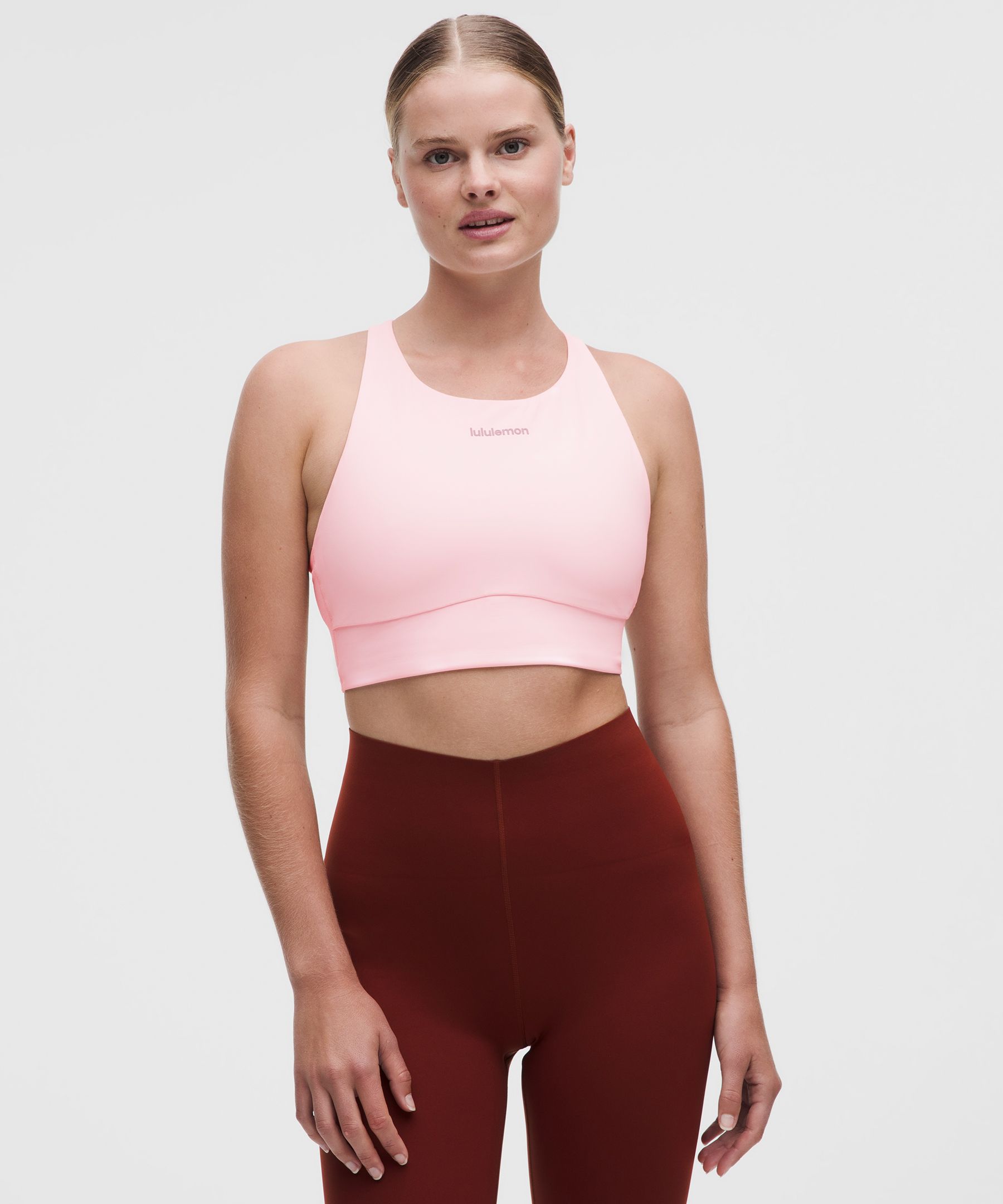lululemon Energy Hochgeschlossener Longline-BH mit mittlerem Halt f&uuml;r B&ndash;D-Cups Evolve *Logo