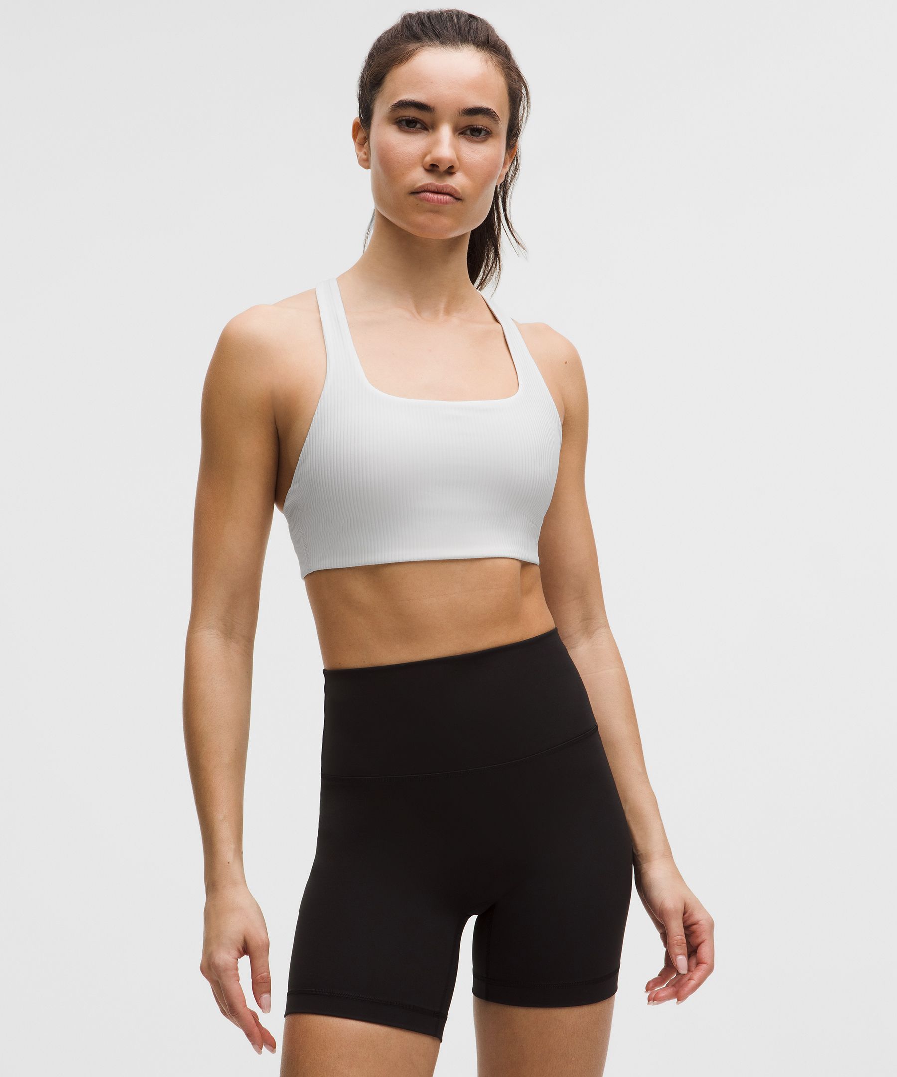 lululemon – Women’s All-Time Hero Ribbed Sports Bra Medium Support, B/C Cup – Color White – Size 6