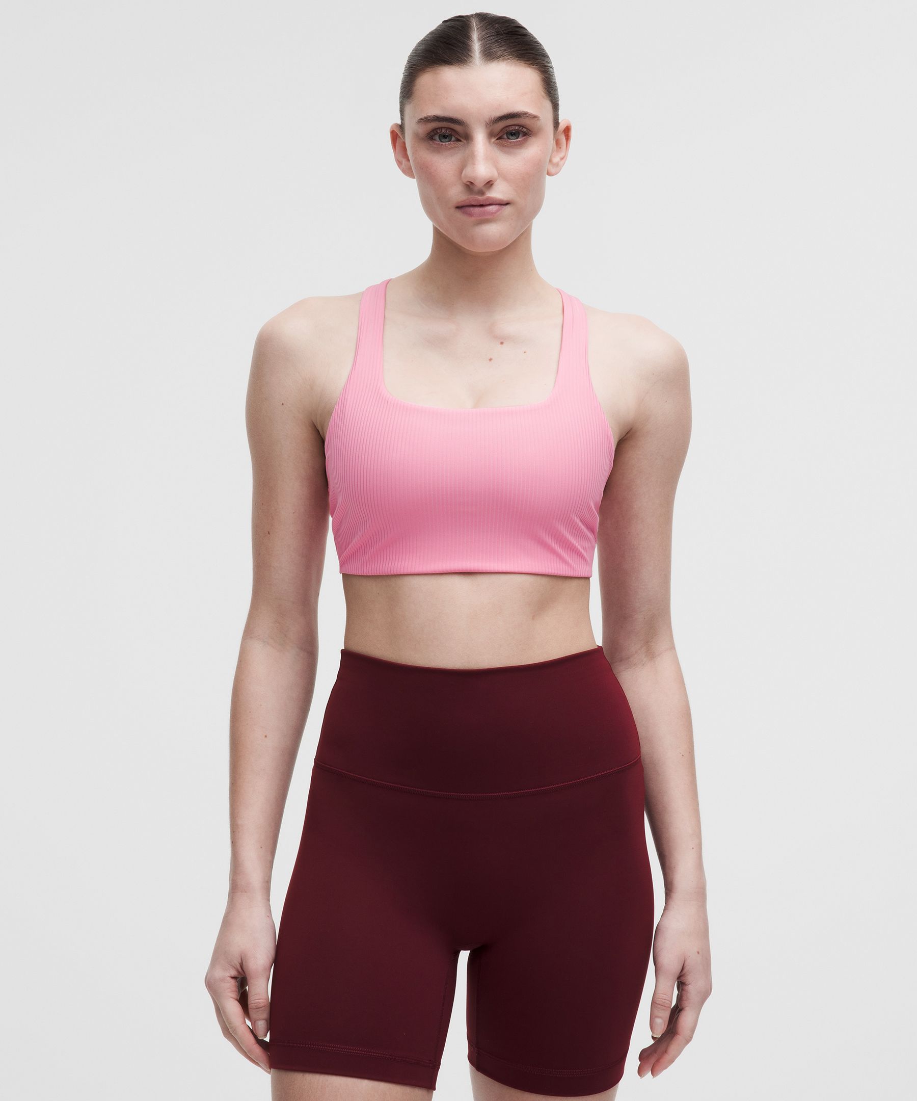 lululemon – Women’s All-Time Hero Ribbed Sports Bra Medium Support, B/C Cup – Color Pink – Size Large