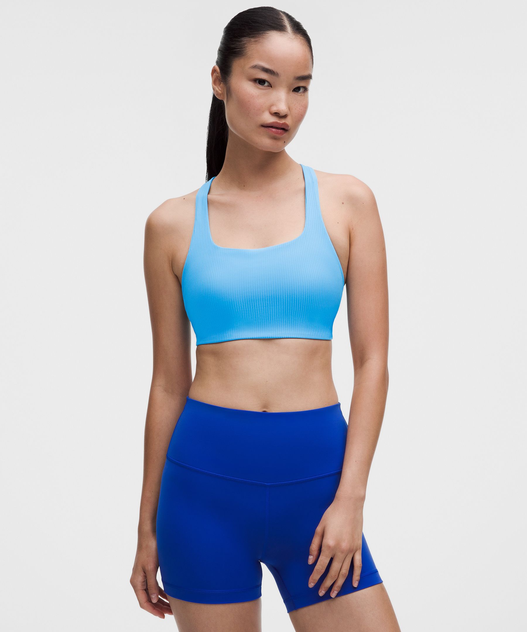 lululemon – Women’s All-Time Hero Ribbed Sports Bra Medium Support, B/C Cup – Color Blue – Size 6